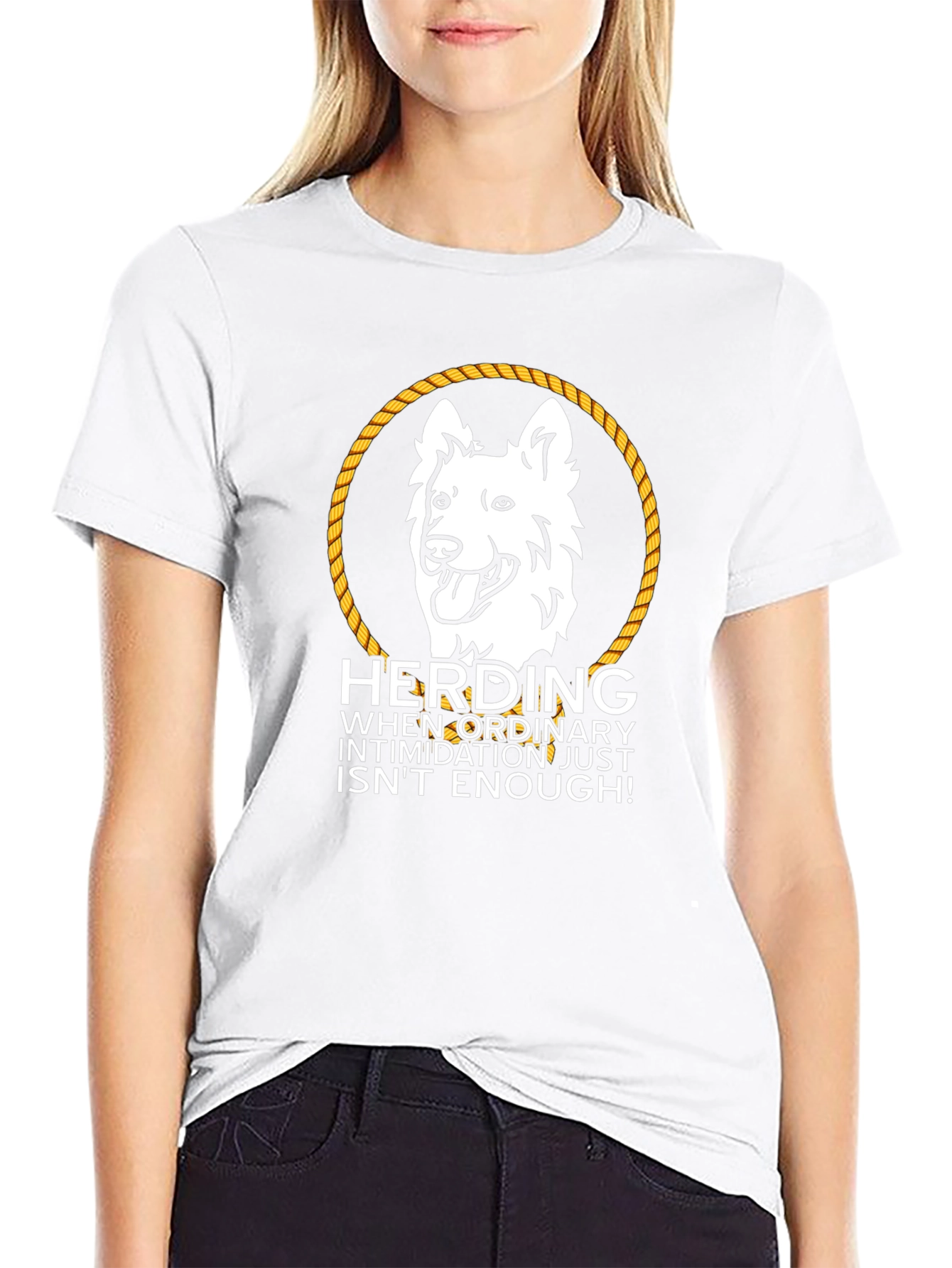Herding Dog Graphic Tee - White Shepherd Rope Design