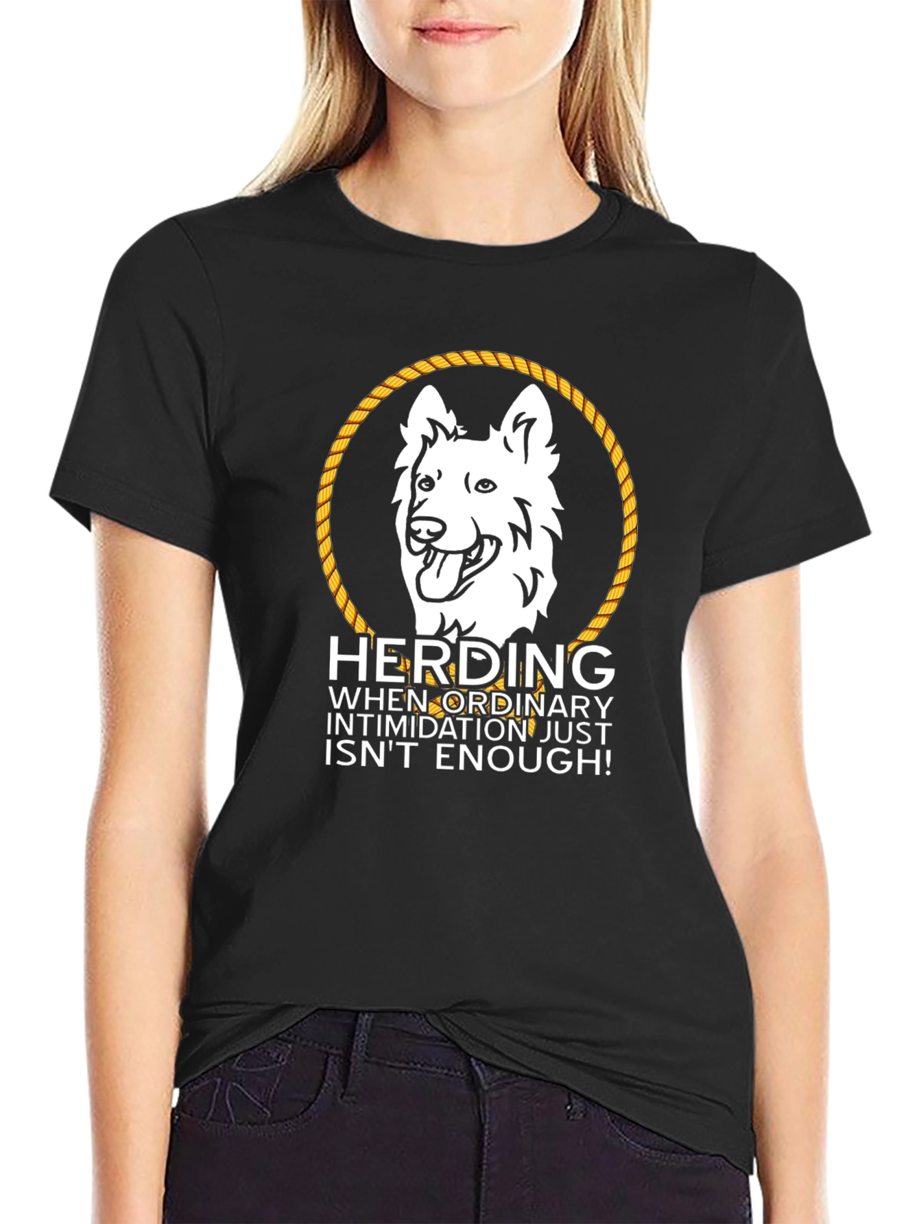 Herding Dog Graphic Tee - White Shepherd Rope Design