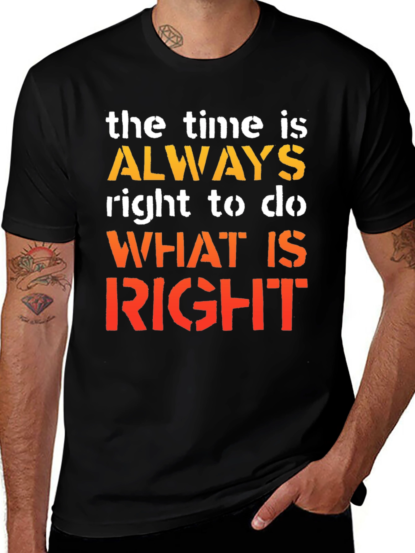Inspirational Time Is Always Right Graphic T-Shirt