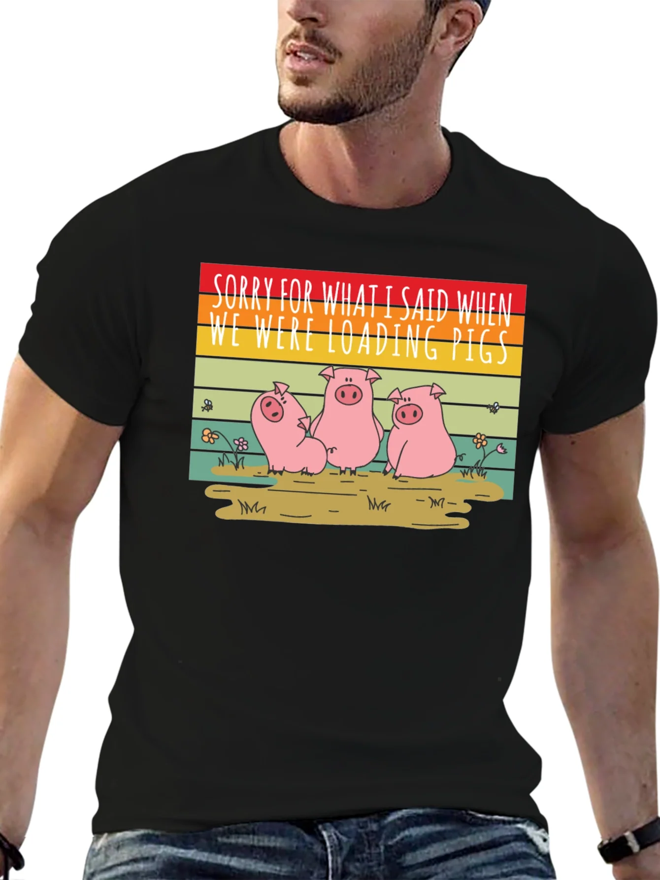 Funny Pig T-Shirt - Sorry Loading Pigs Quote
