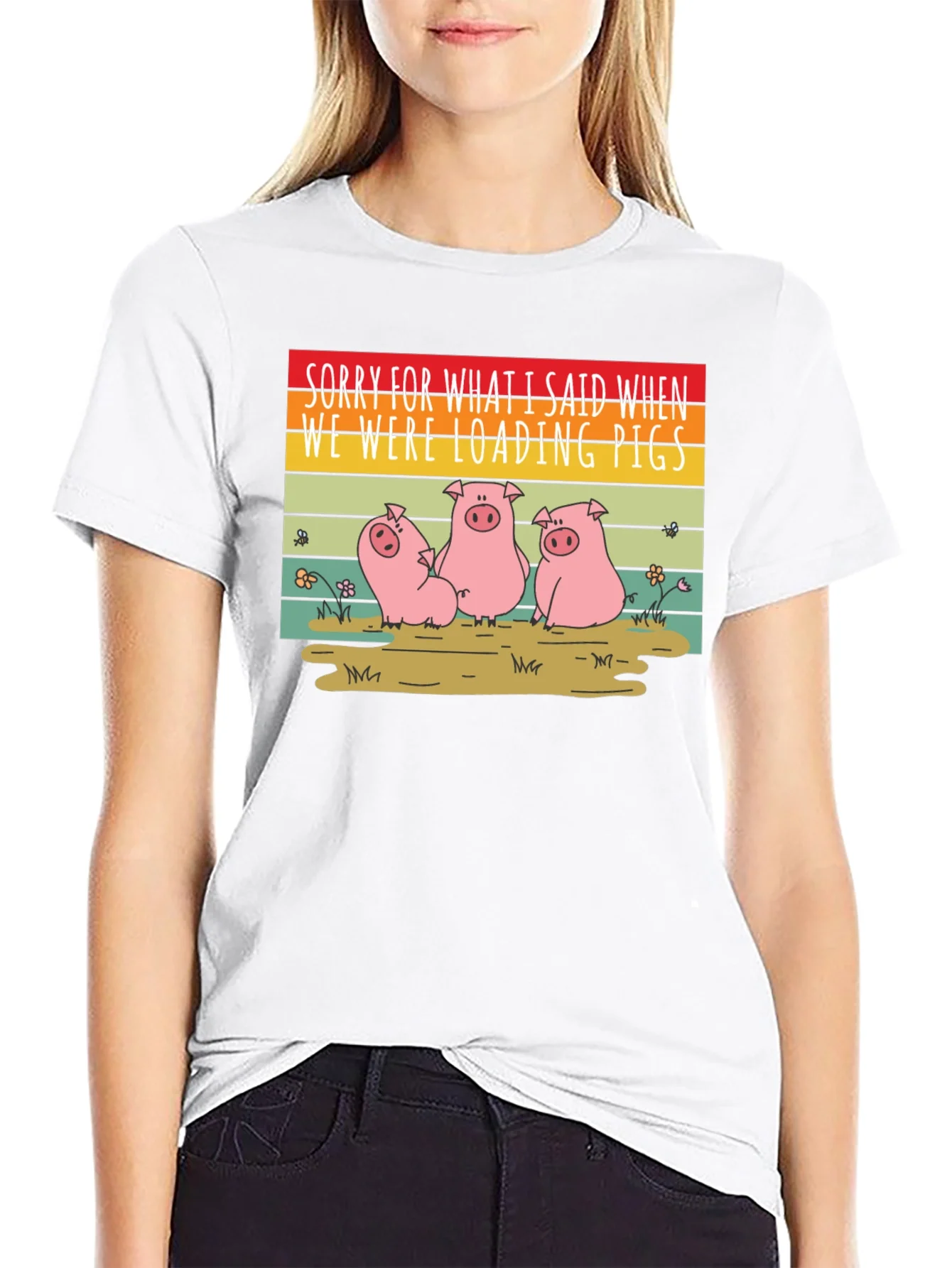 Funny Pig T-Shirt - Sorry Loading Pigs Quote