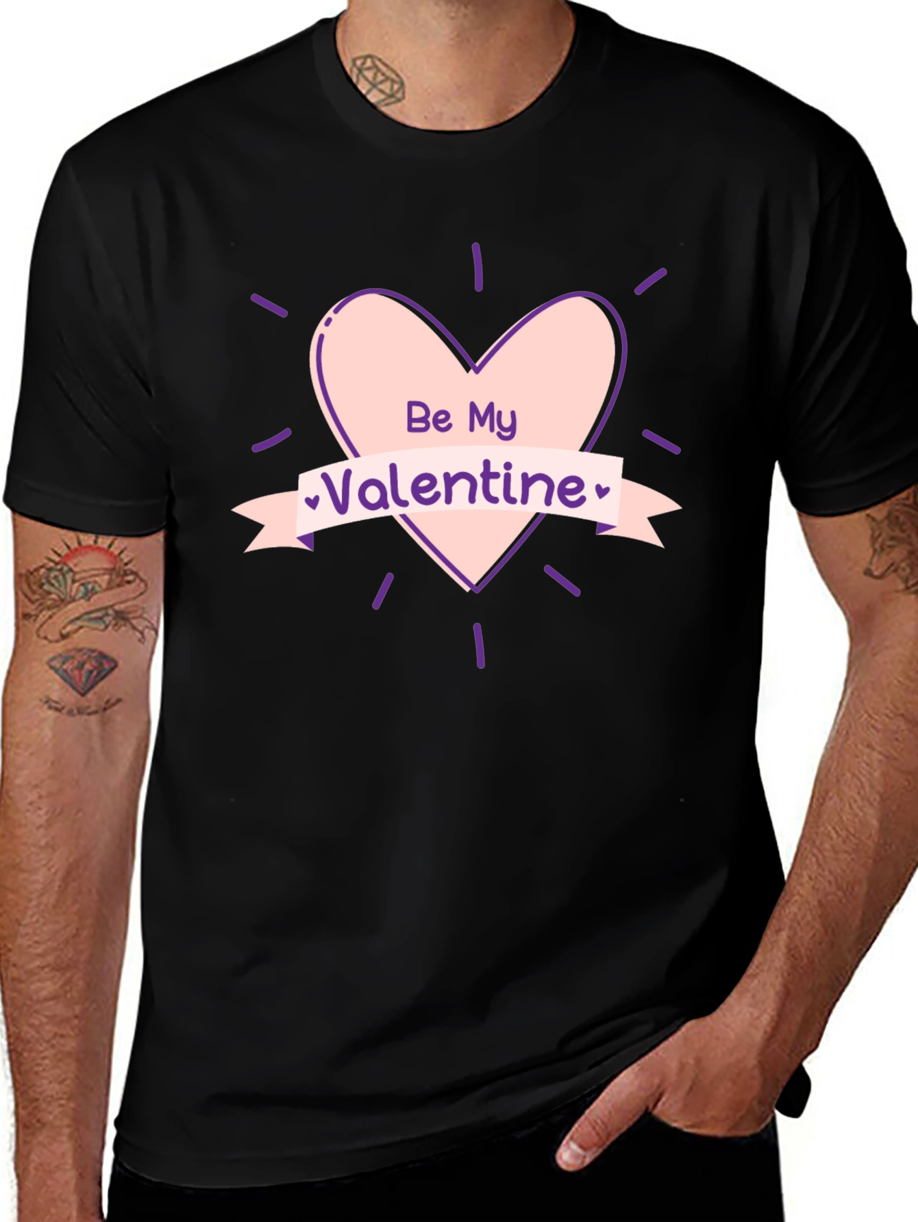 Be My Valentine Graphic Tee - Black Cotton T-Shirt