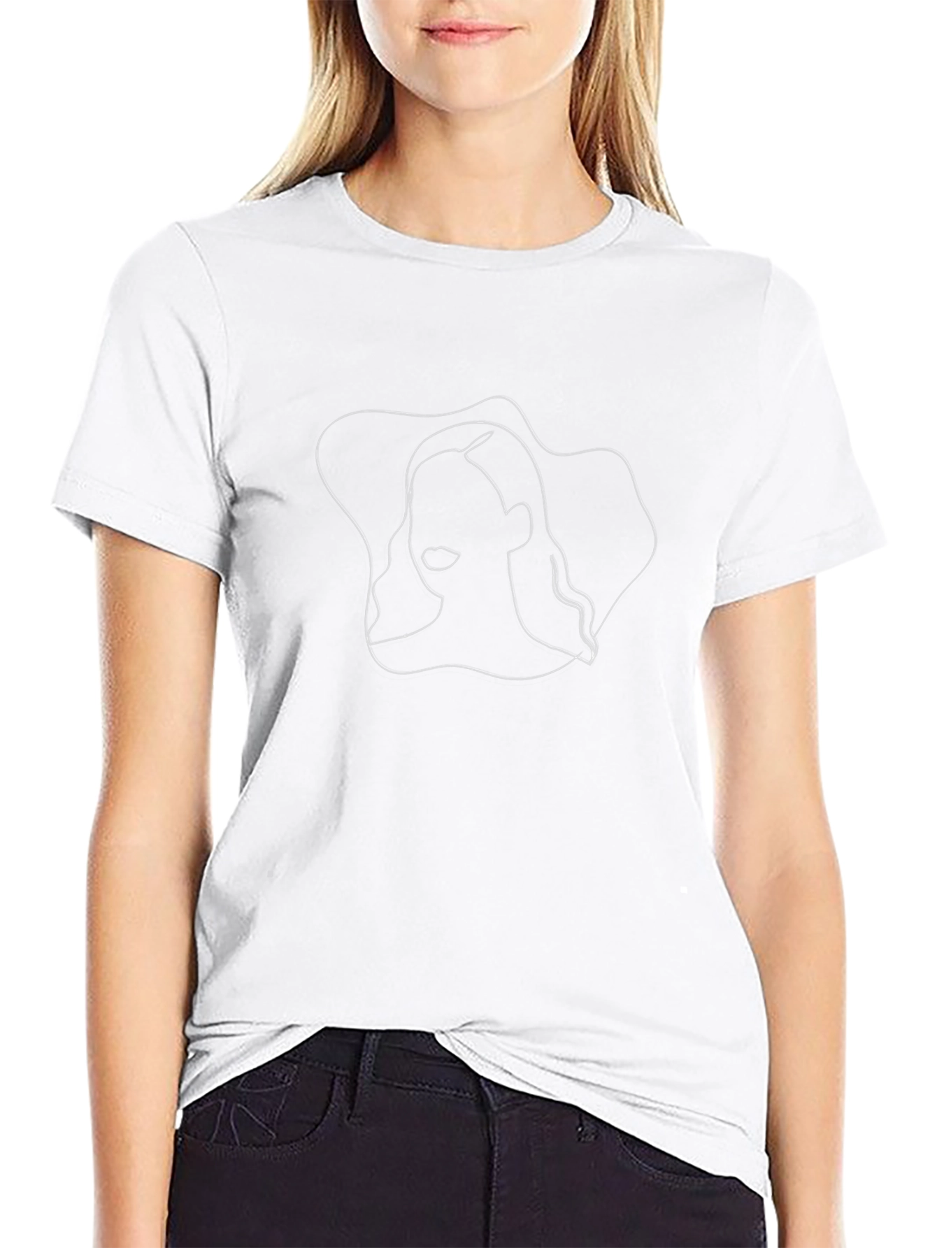 Minimalist Line Art T-Shirt - Black