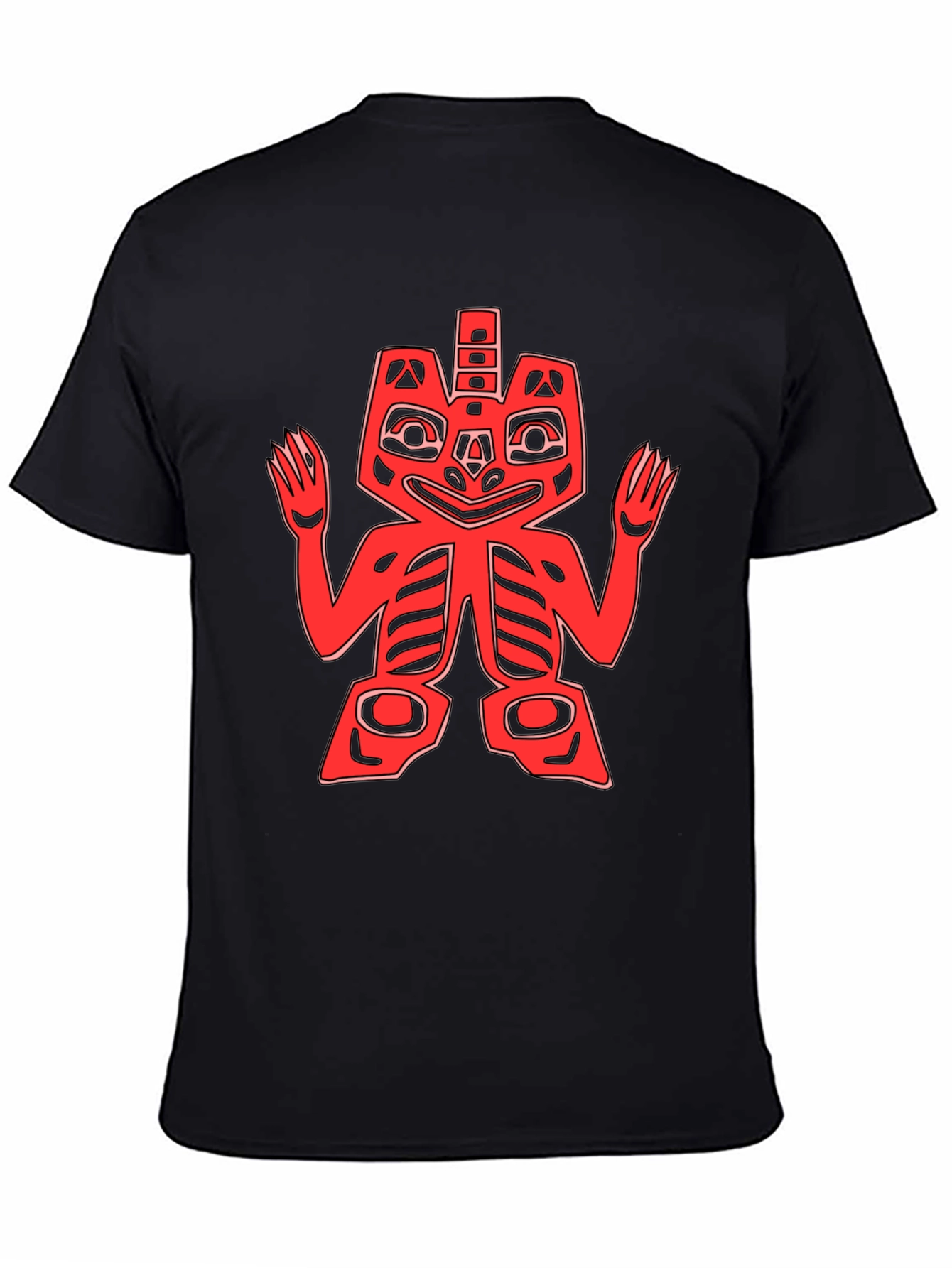Red Totem Graphic Print Black T-Shirt
