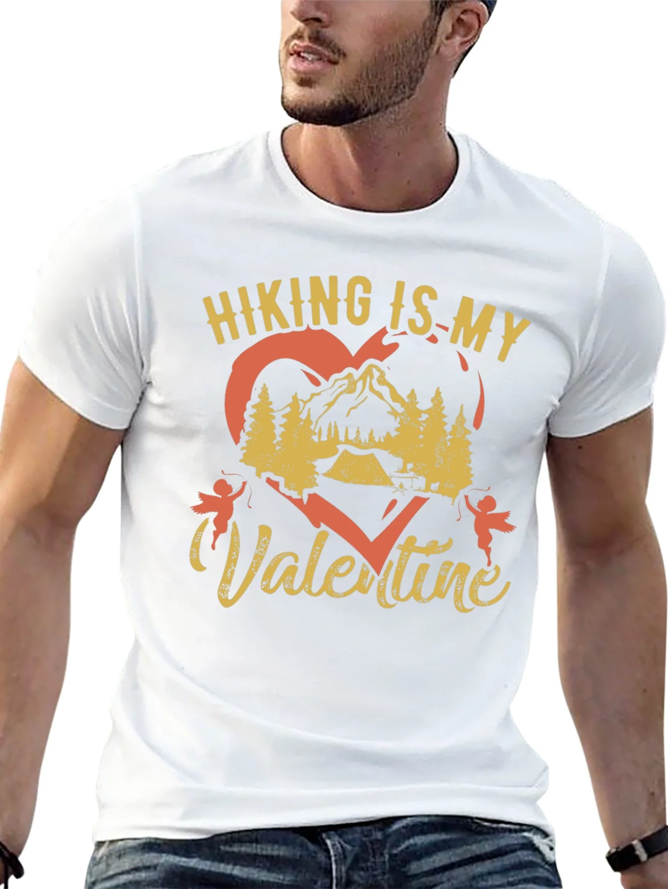 Hiking Is My Valentine Black Graphic Tee