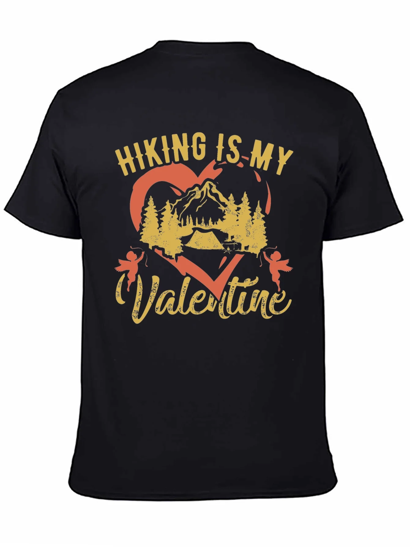 Hiking Is My Valentine Black Graphic Tee