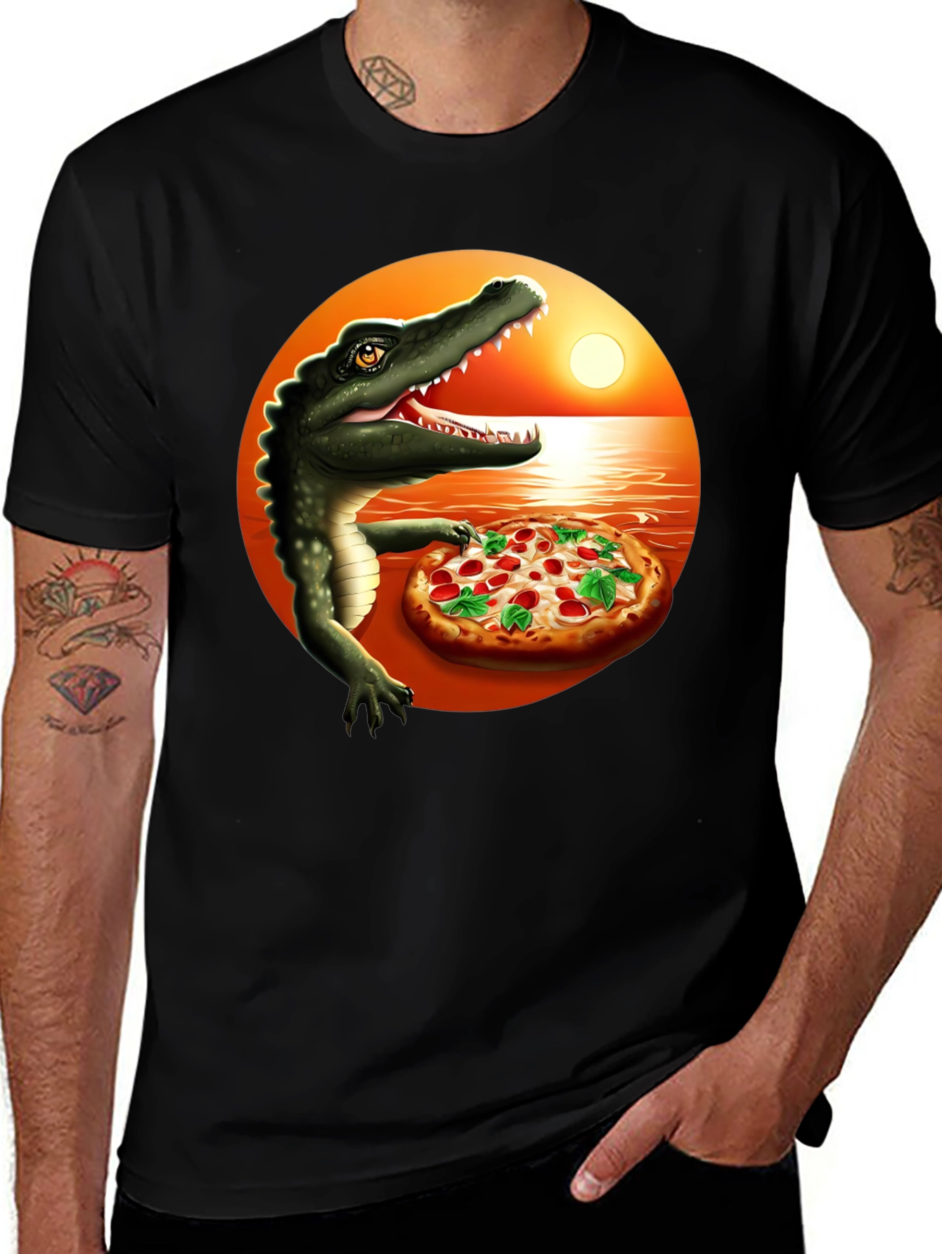 Crocodile Pizza Lover T-Shirt - Funny Graphic Tee