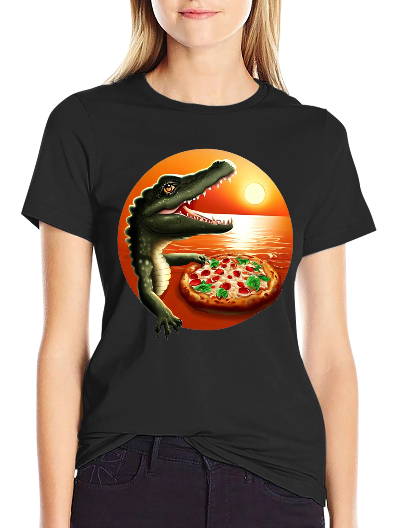 Crocodile Pizza Lover T-Shirt - Funny Graphic Tee