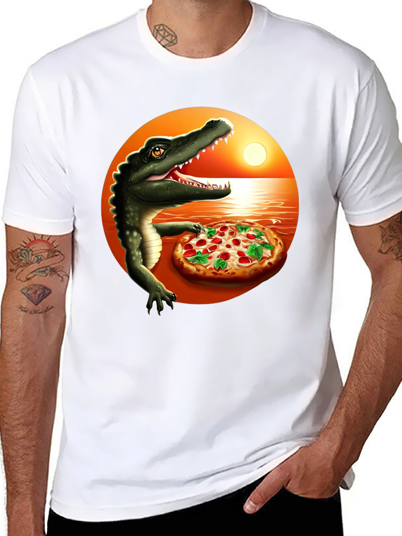 Crocodile Pizza Lover T-Shirt - Funny Graphic Tee