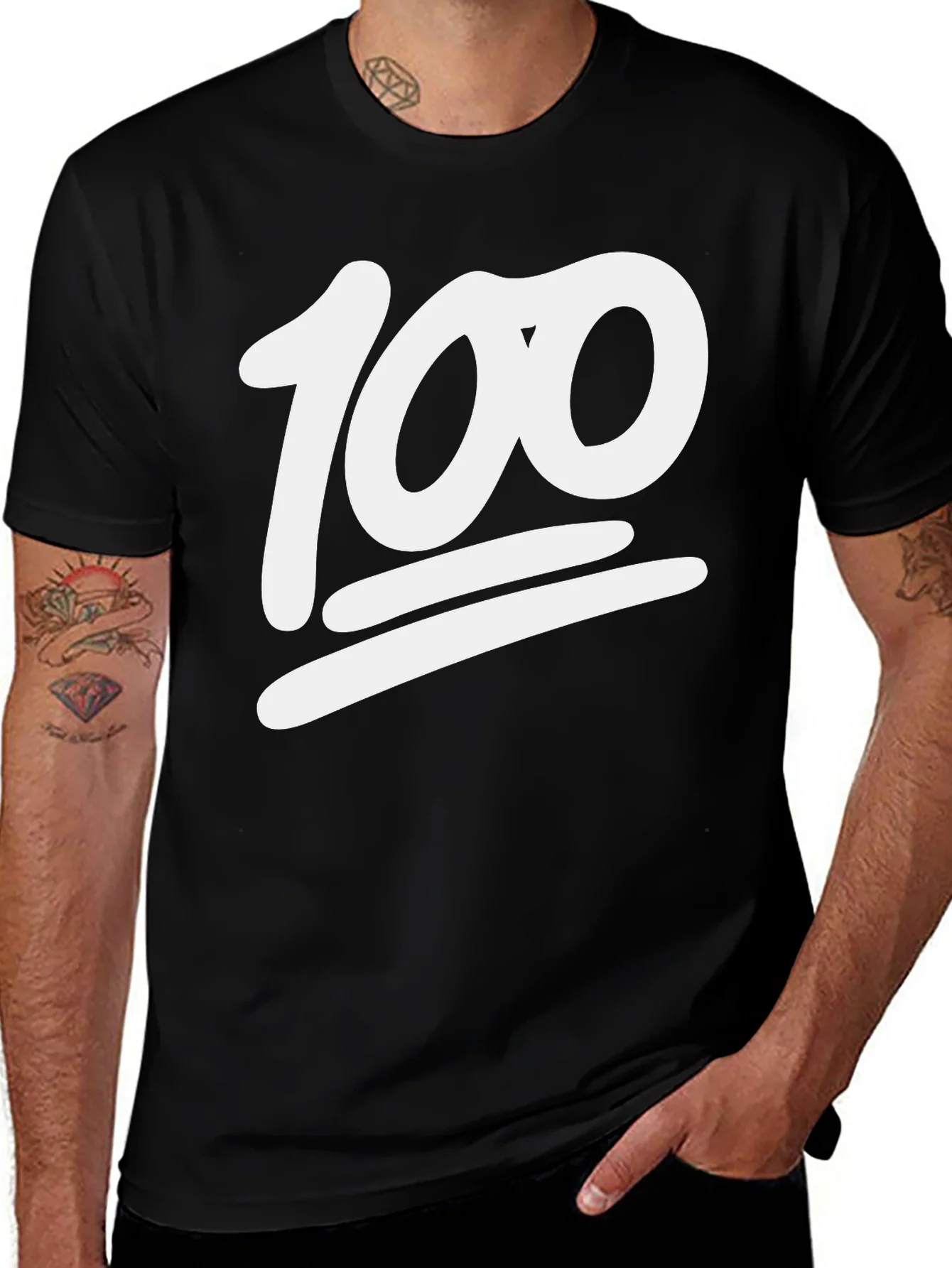 100 Emoji Graphic Tee - Black Cotton T-Shirt