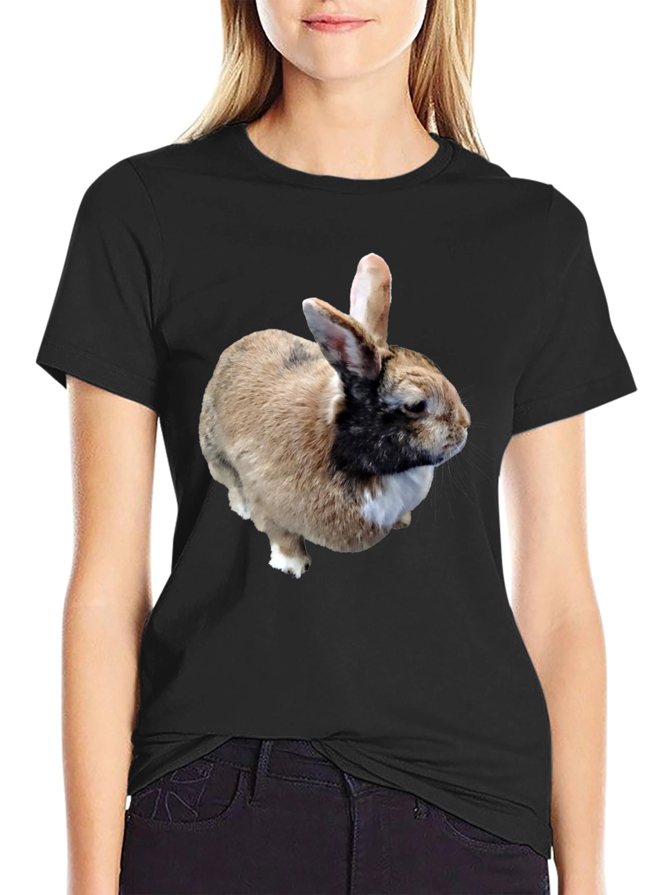 Rabbit Graphic T-Shirt - Black Casual Tee