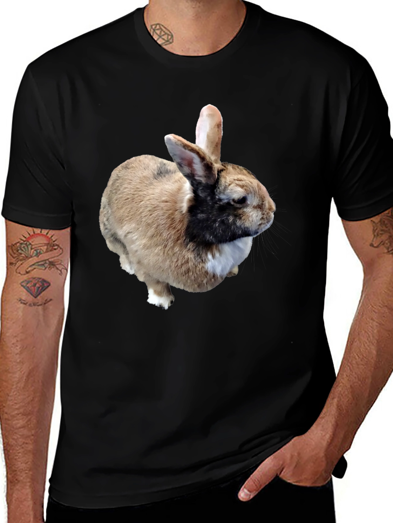 Rabbit Graphic T-Shirt - Black Casual Tee