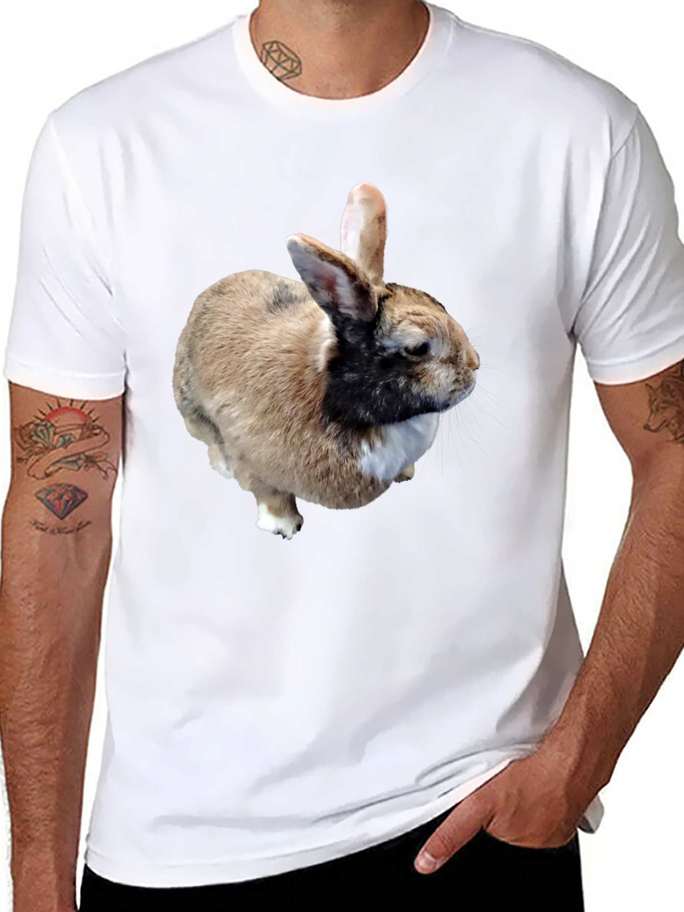 Rabbit Graphic T-Shirt - Black Casual Tee
