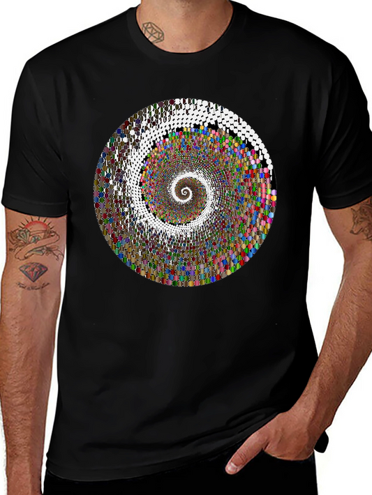 Hypnotic Spiral Graphic T-Shirt - Black Crew Neck Tee