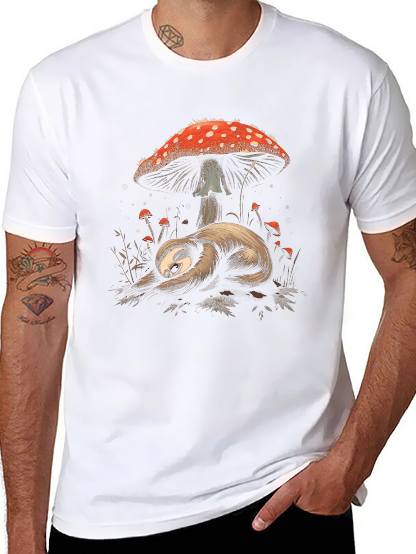 Sloth & Mushroom Graphic Tee