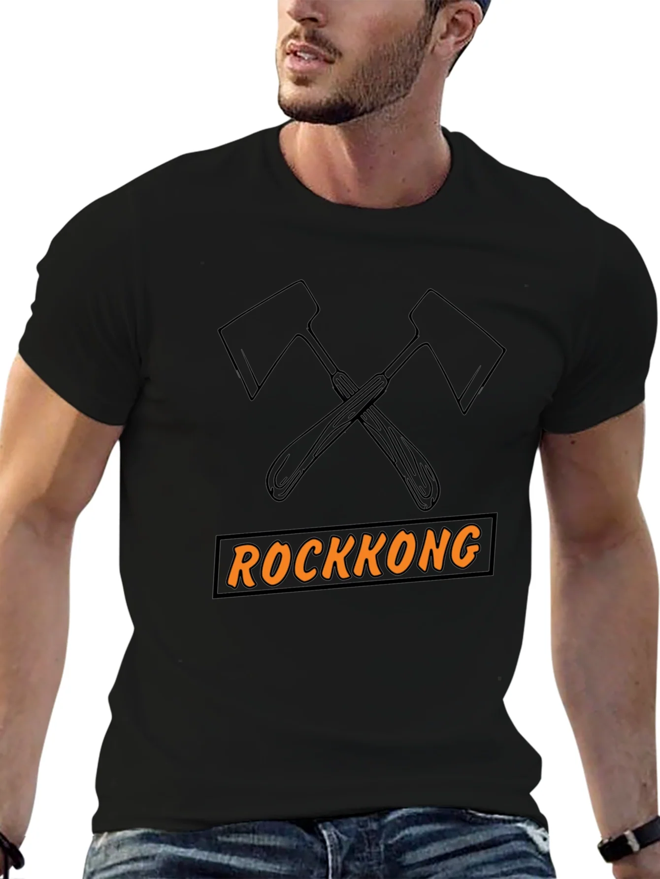 Rockkong Graphic Tee - Axe Design Black T-Shirt