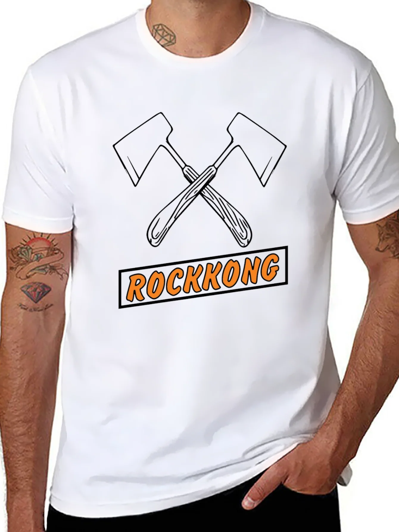 Rockkong Graphic Tee - Axe Design Black T-Shirt
