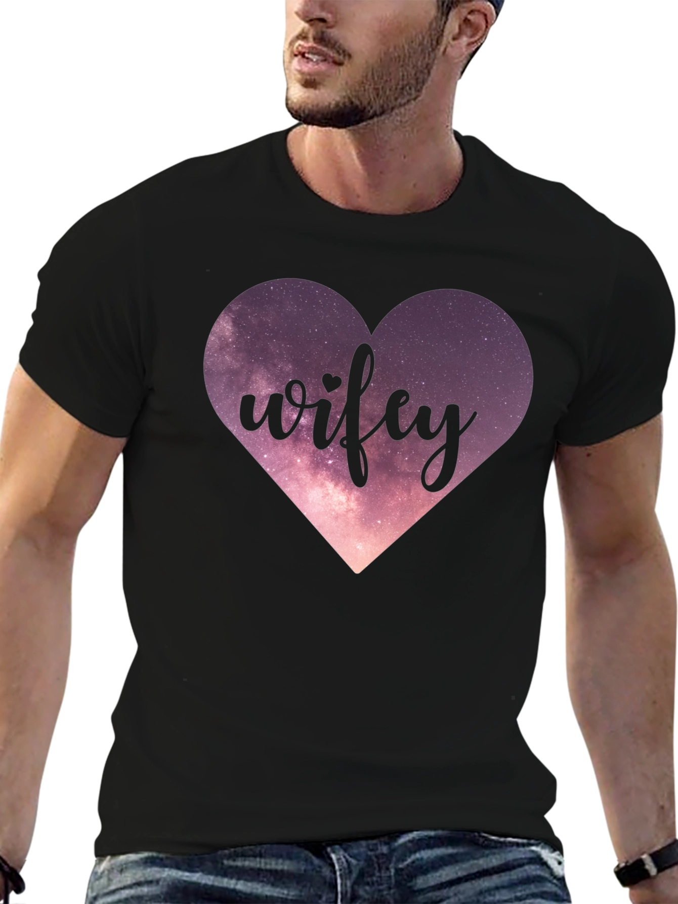 Wifey Heart Graphic Black T-Shirt