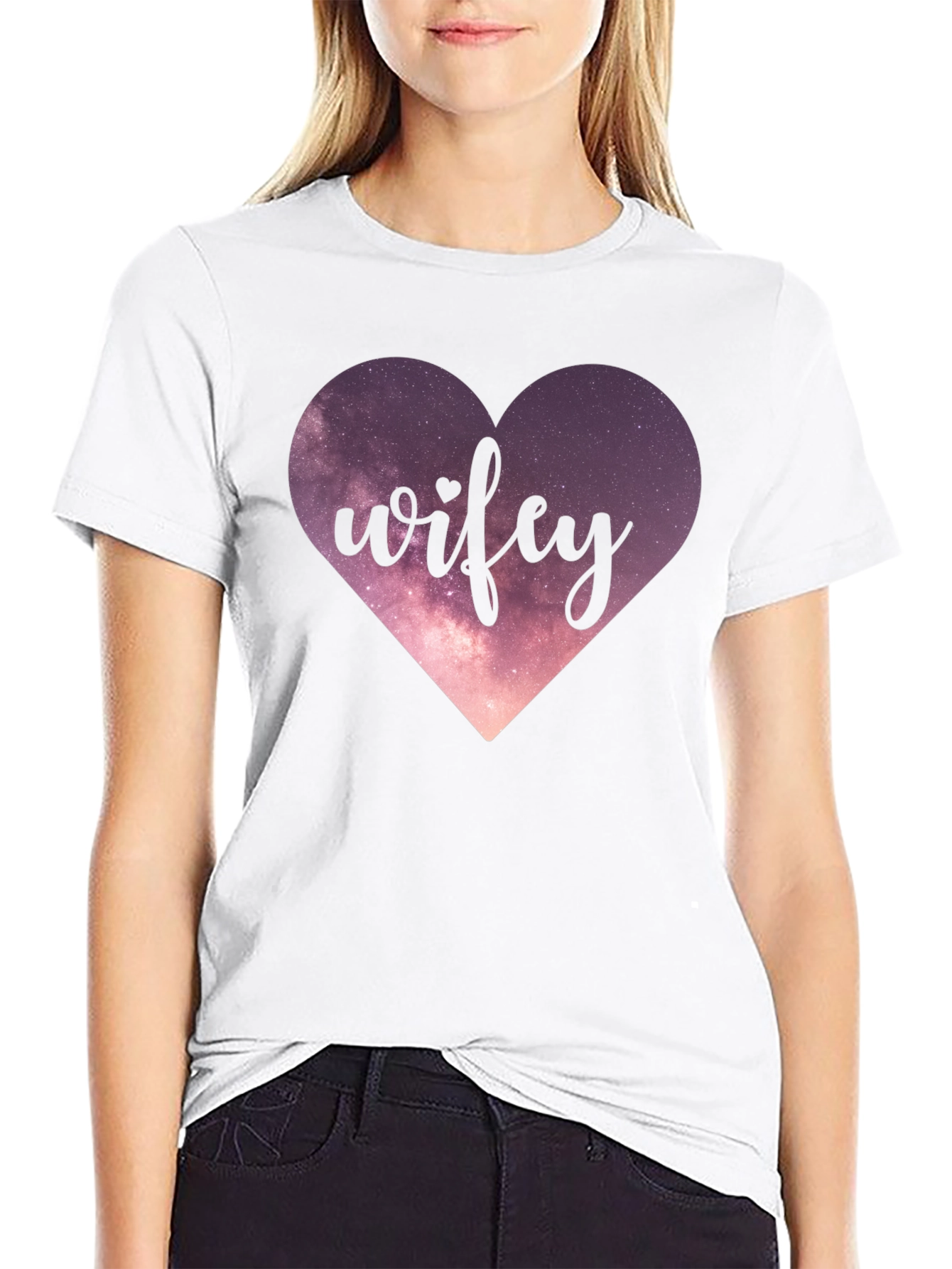 Wifey Heart Graphic Black T-Shirt