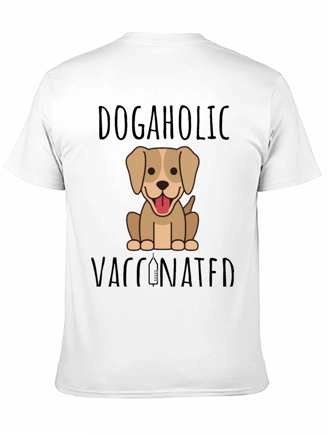 Dogaholic Vaccinated Black Graphic T-Shirt