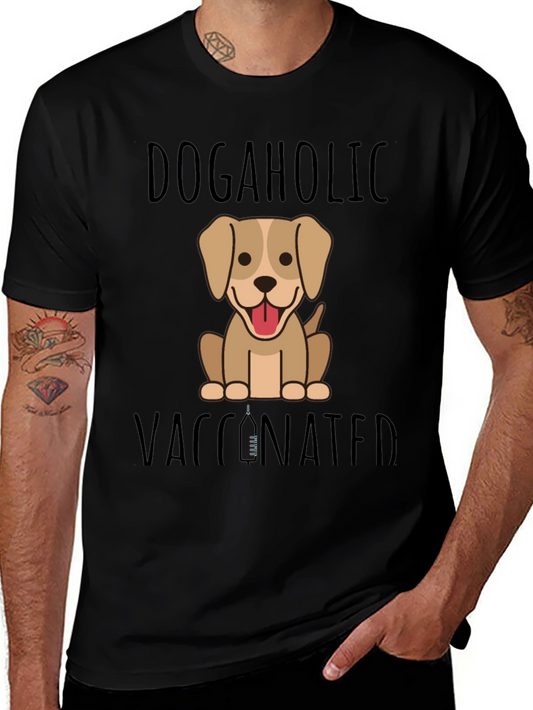 Dogaholic Vaccinated Black Graphic T-Shirt