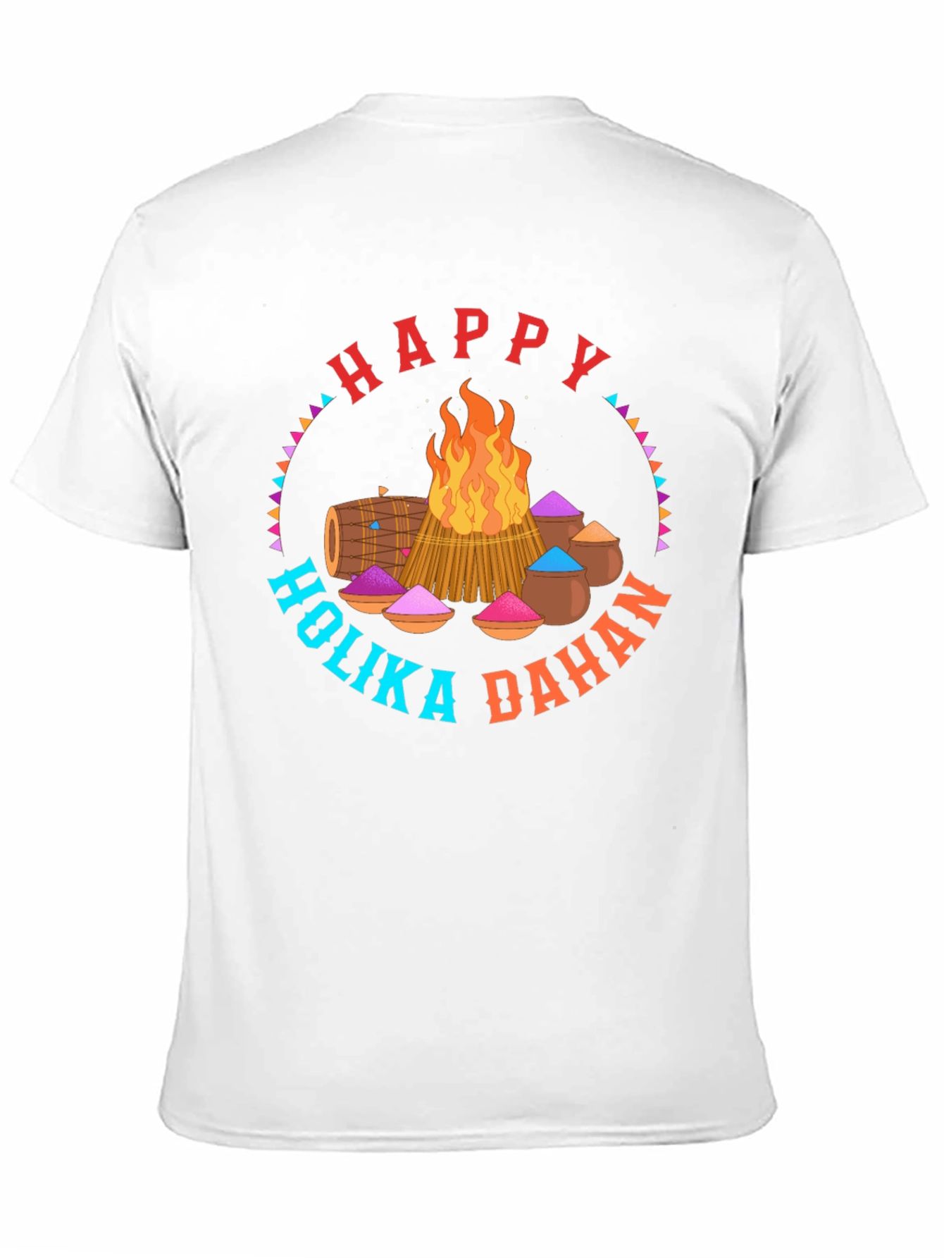 Happy Holika Dahan Graphic Tee - Festive Bonfire Design