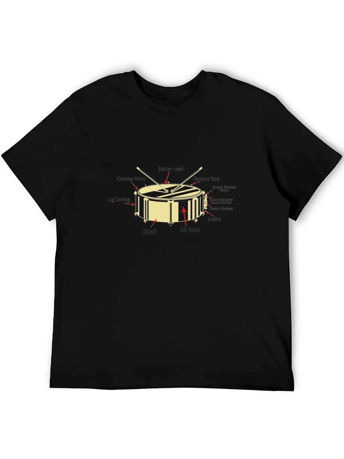 Drum Anatomy Graphic T-Shirt - Music Lover Tee
