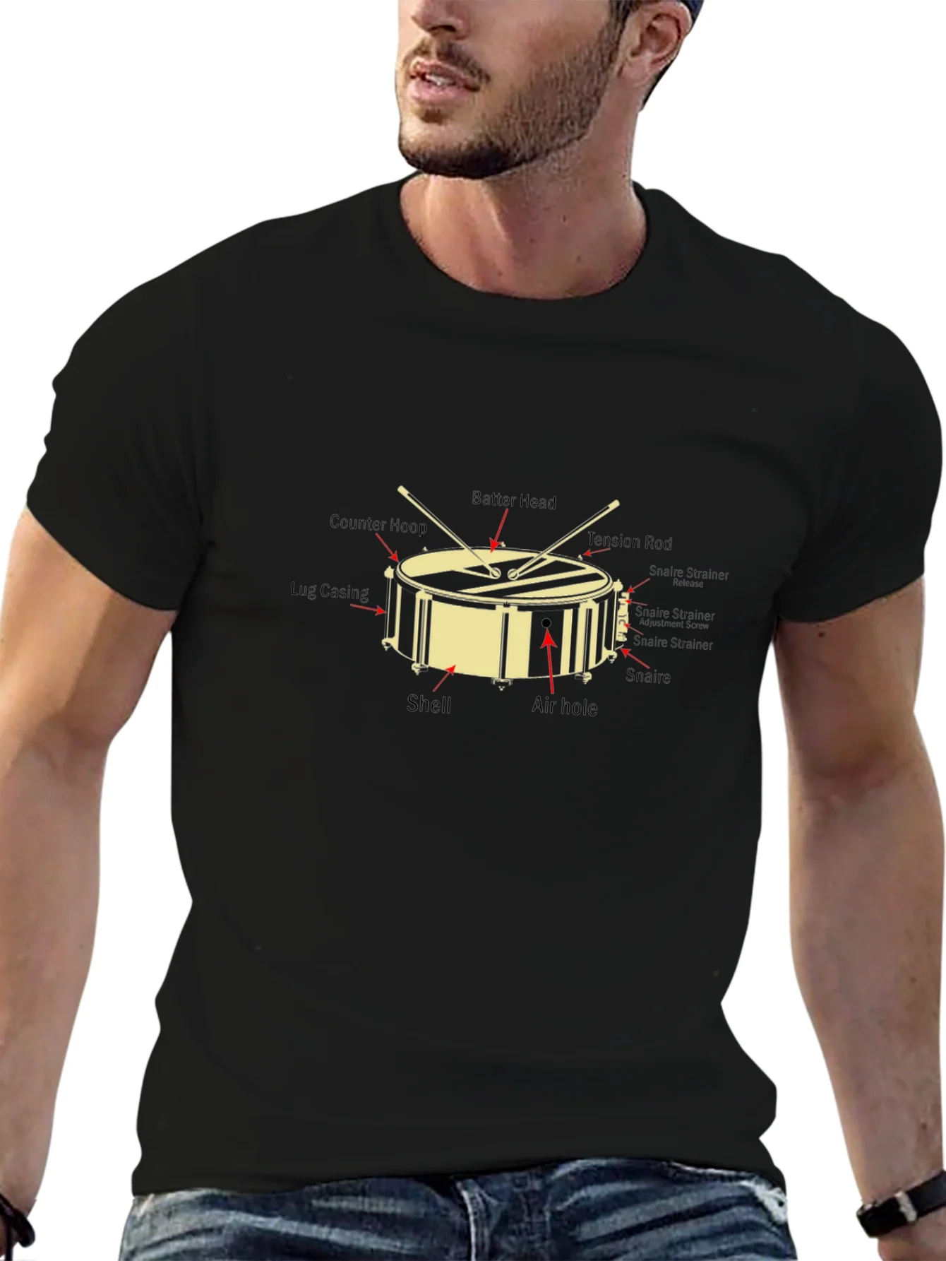 Drum Anatomy Graphic T-Shirt - Music Lover Tee