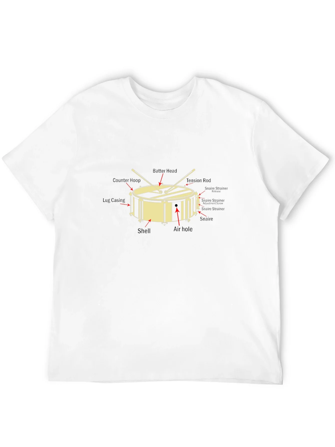Drum Anatomy Graphic T-Shirt - Music Lover Tee