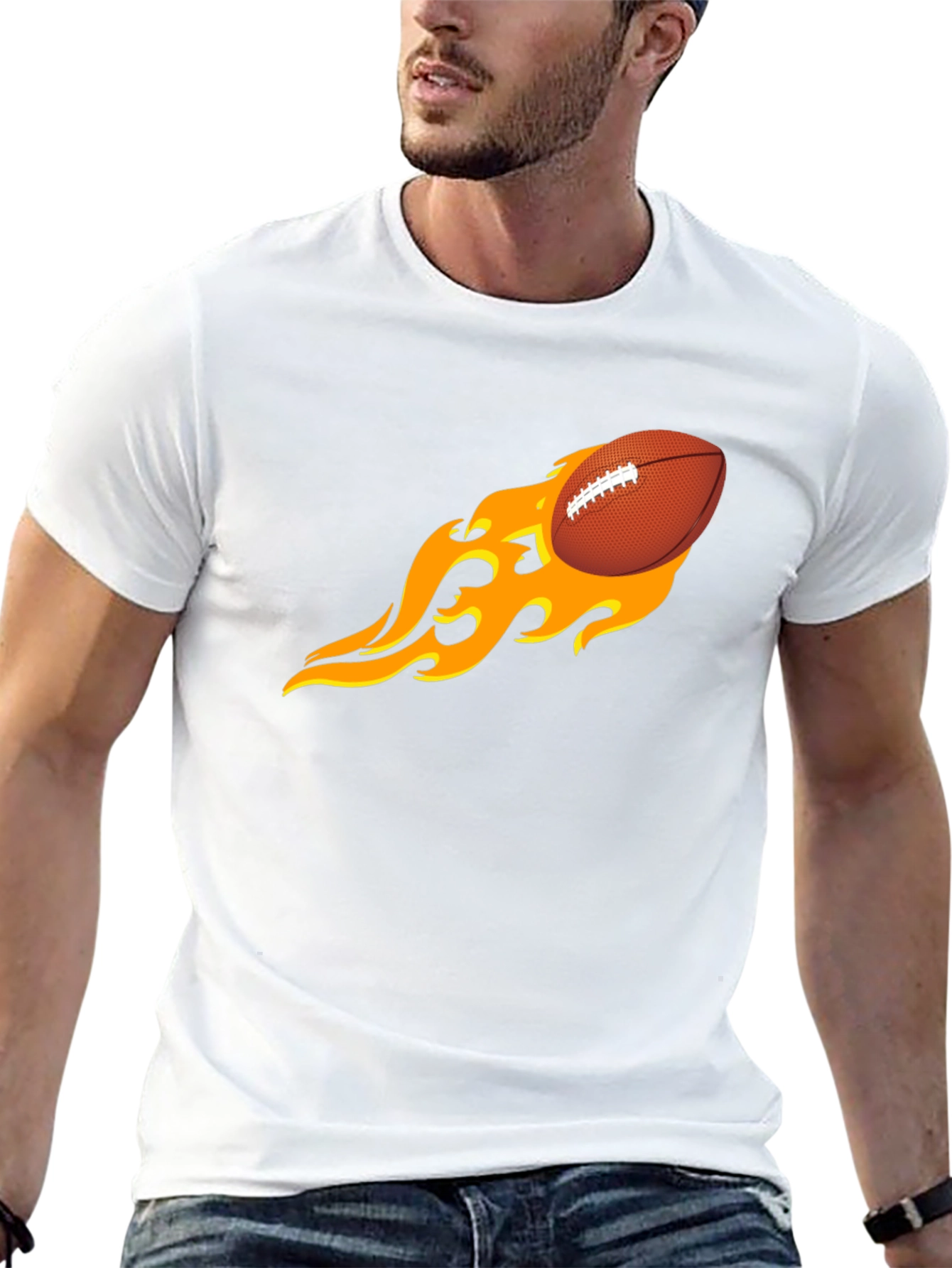 Flaming Football Graphic Tee - Black T-Shirt