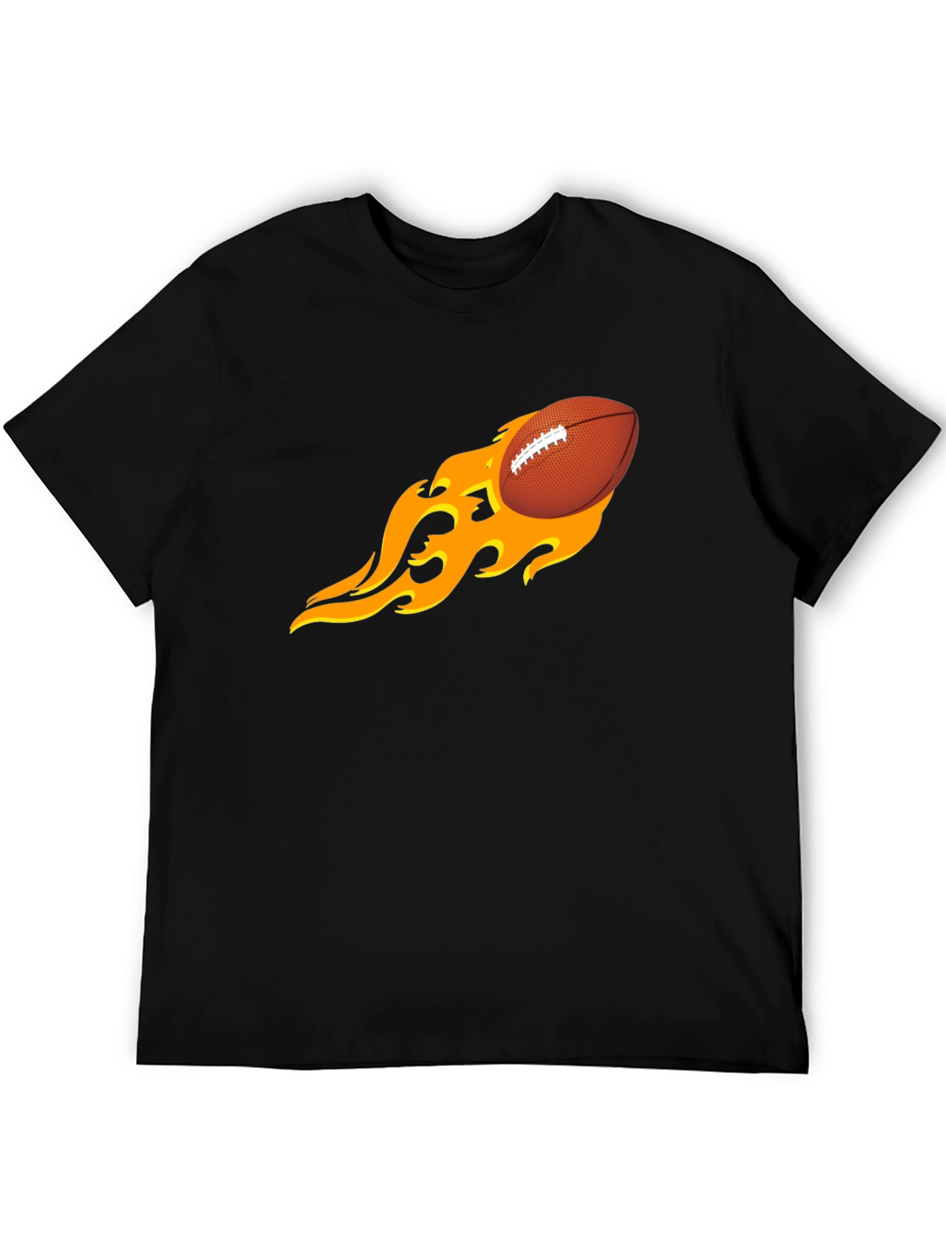 Flaming Football Graphic Tee - Black T-Shirt