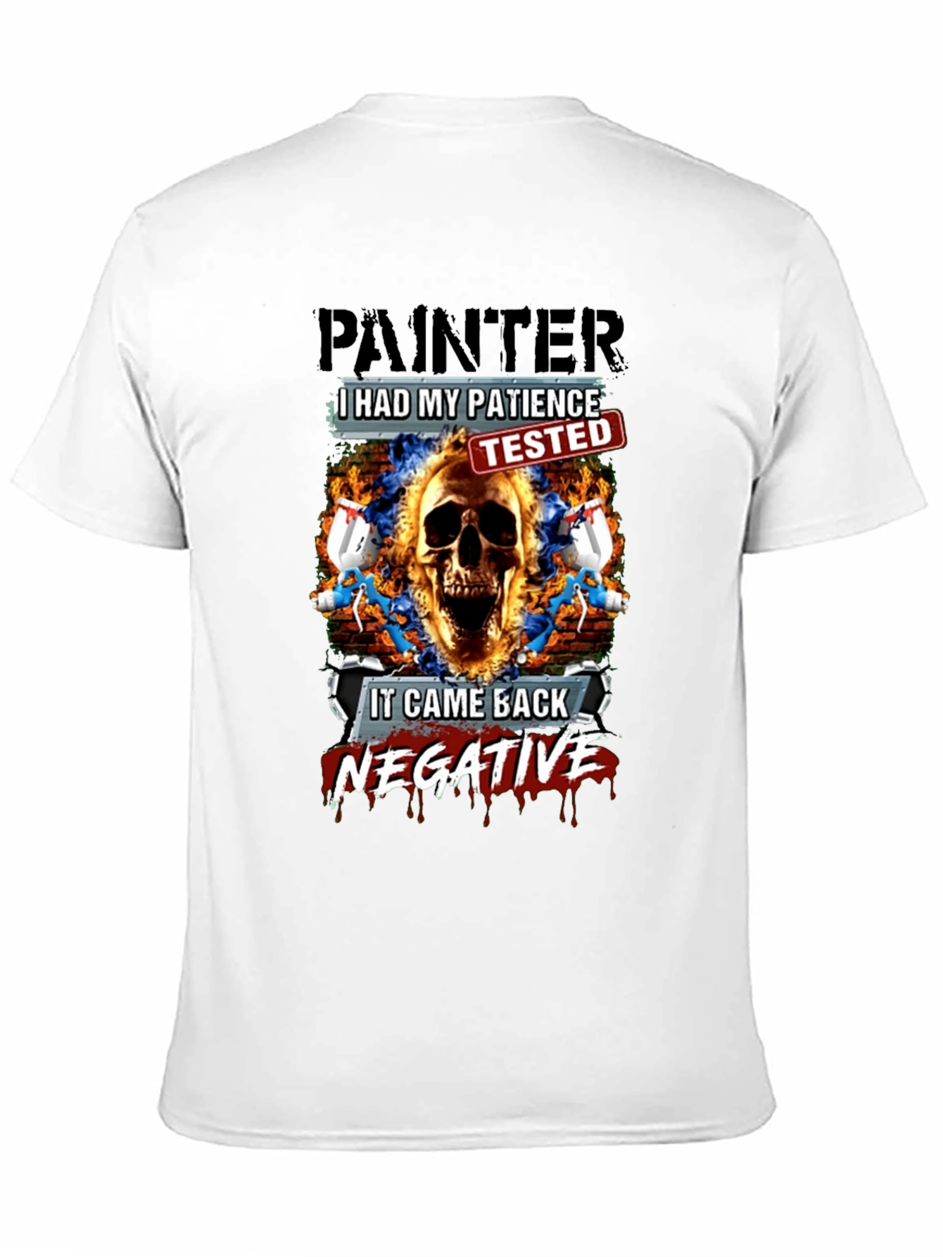 Painter Patience Tested Skull Graphic T-Shirt