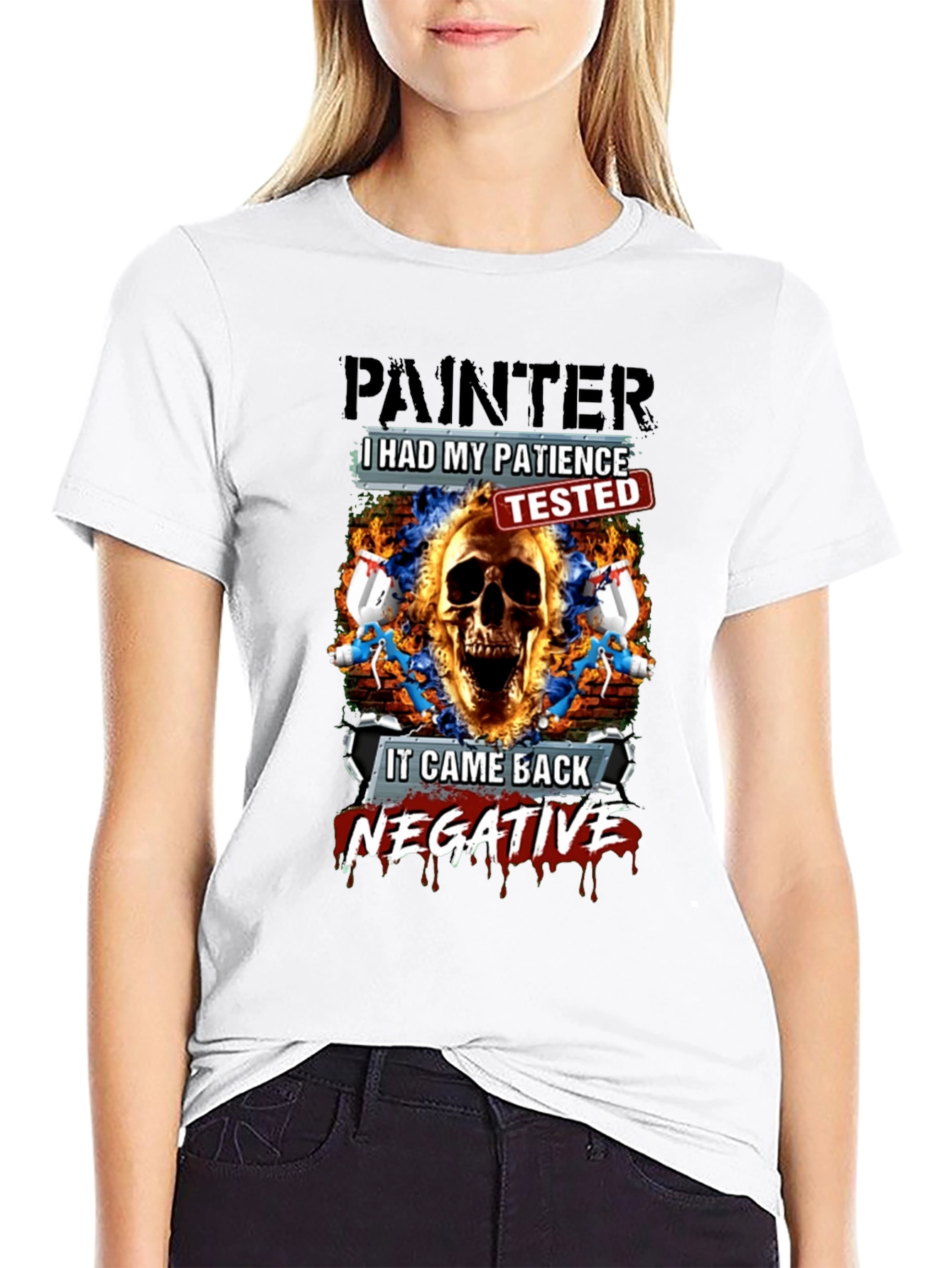 Painter Patience Tested Skull Graphic T-Shirt