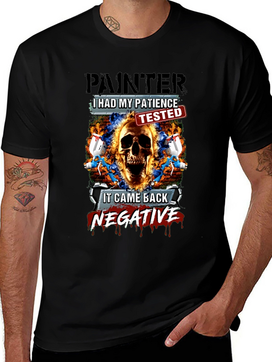 Painter Patience Tested Skull Graphic T-Shirt