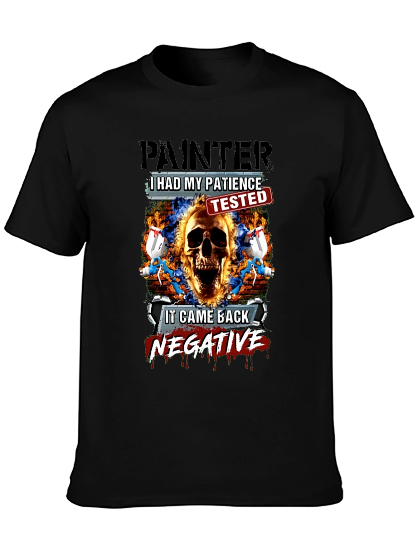 Painter Patience Tested Skull Graphic T-Shirt