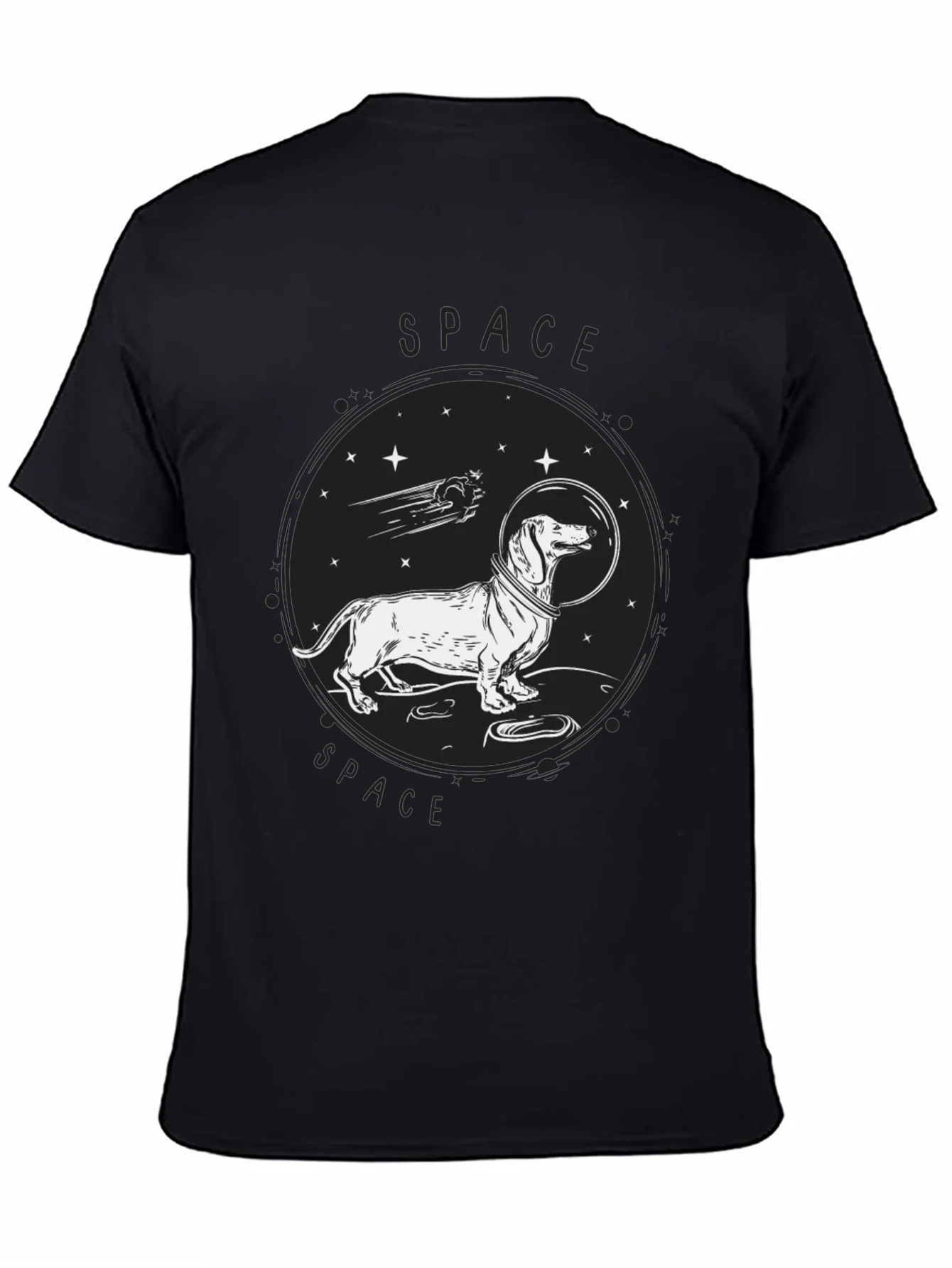 Dachshund Space Dog T-Shirt - Unisex Black Tee