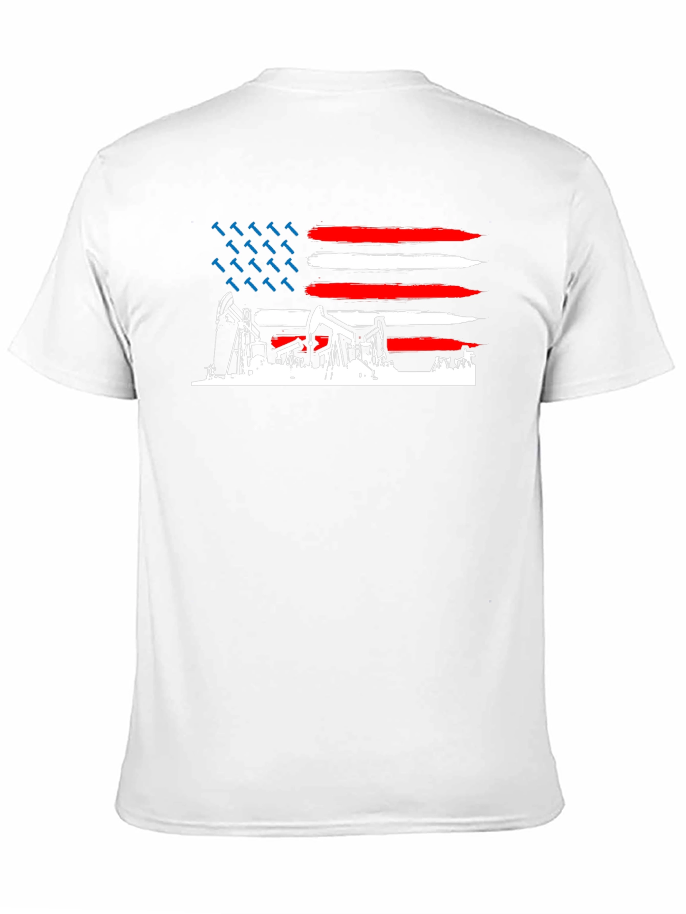 American Oil Rig Flag T-Shirt - Patriotic Black Tee
