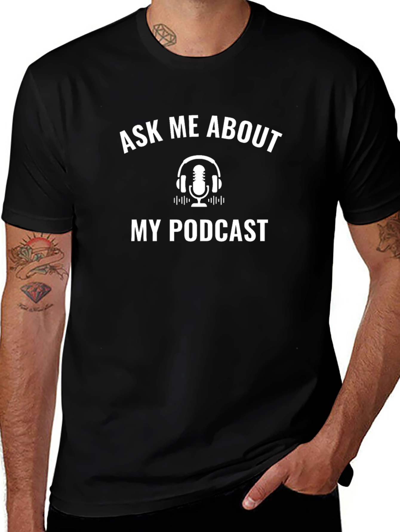 Ask Me About My Podcast Black T-Shirt