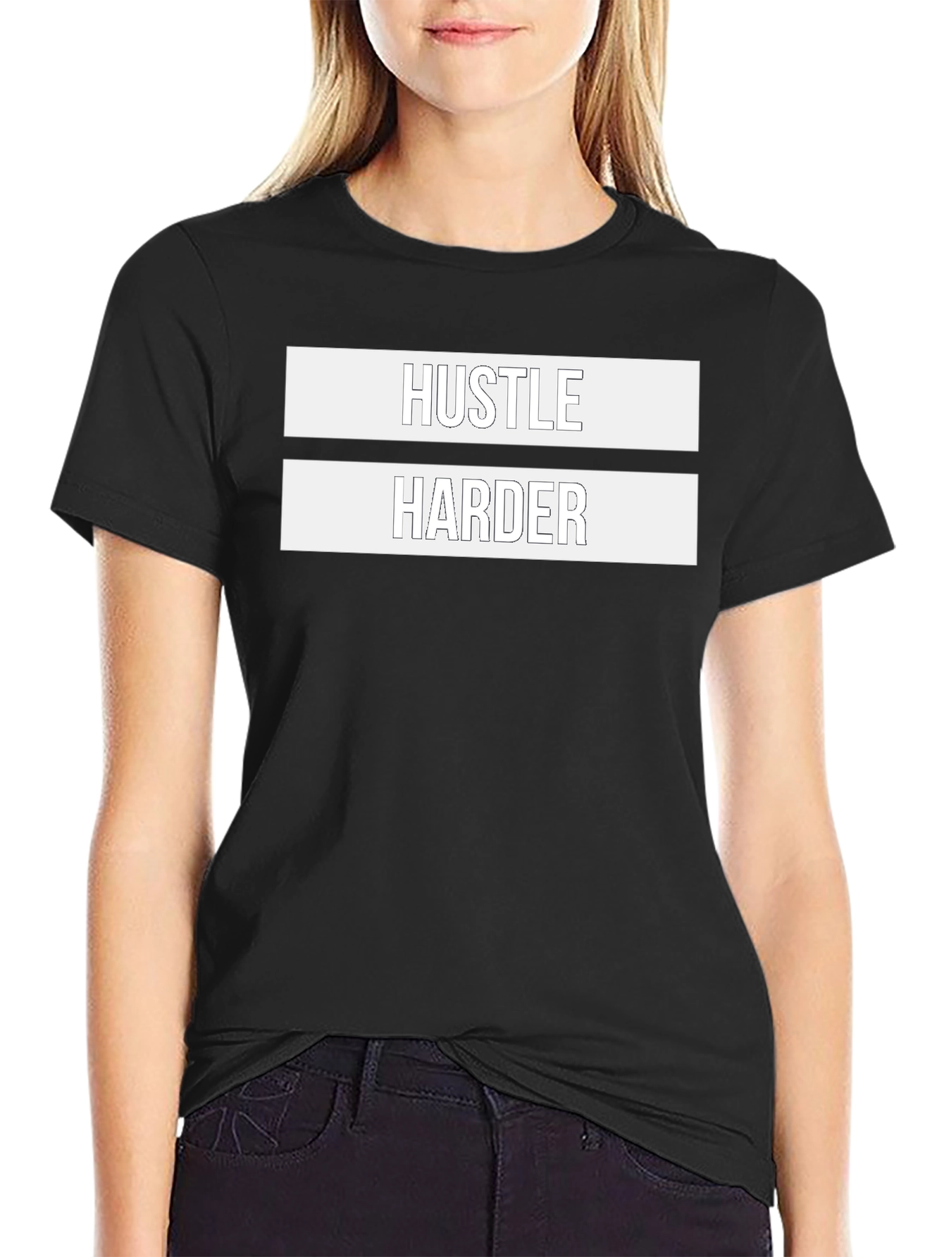 Hustle Harder Graphic T-Shirt - Black Casual Tee