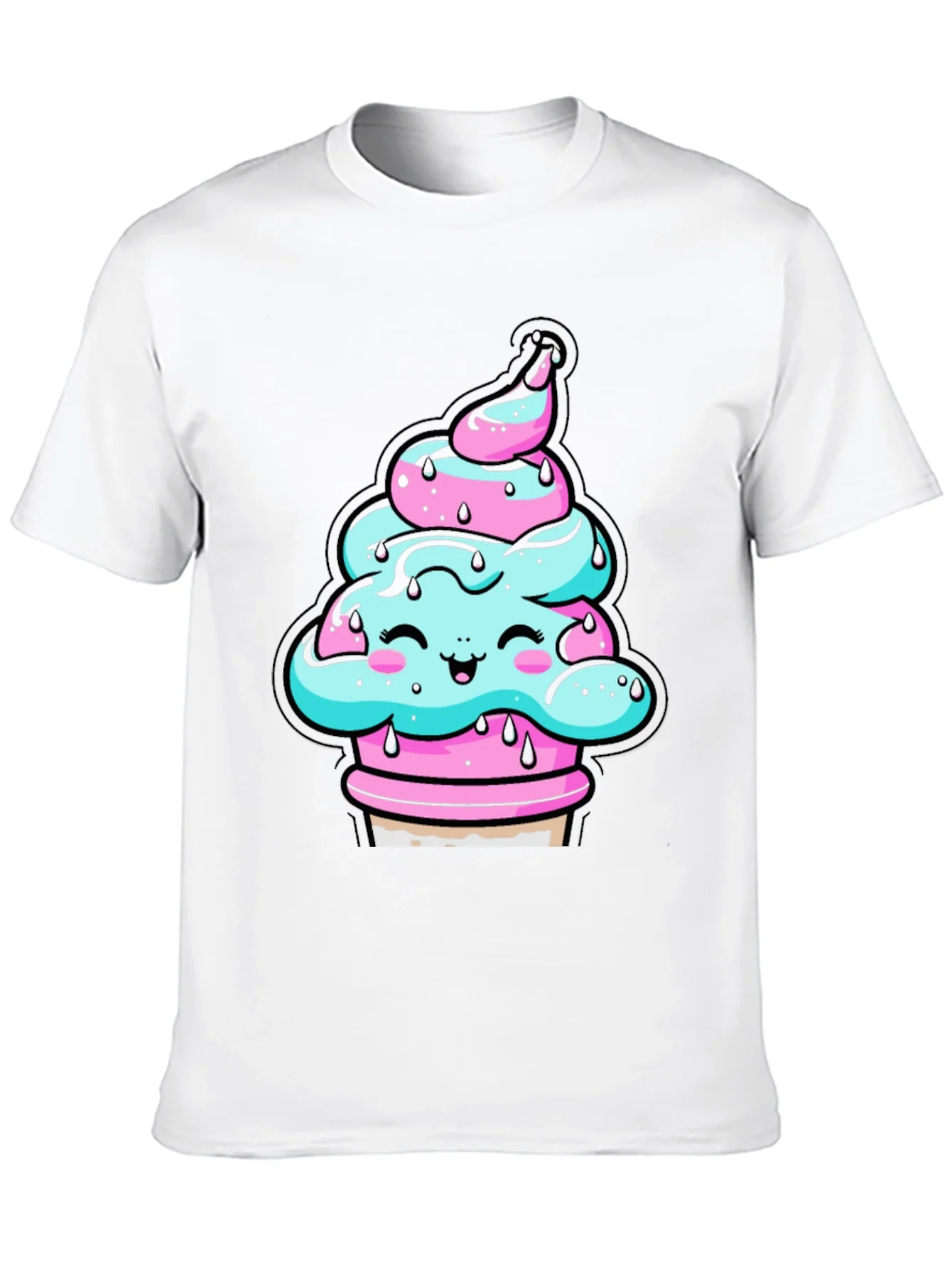 Kawaii Ice Cream Cone Black T-Shirt