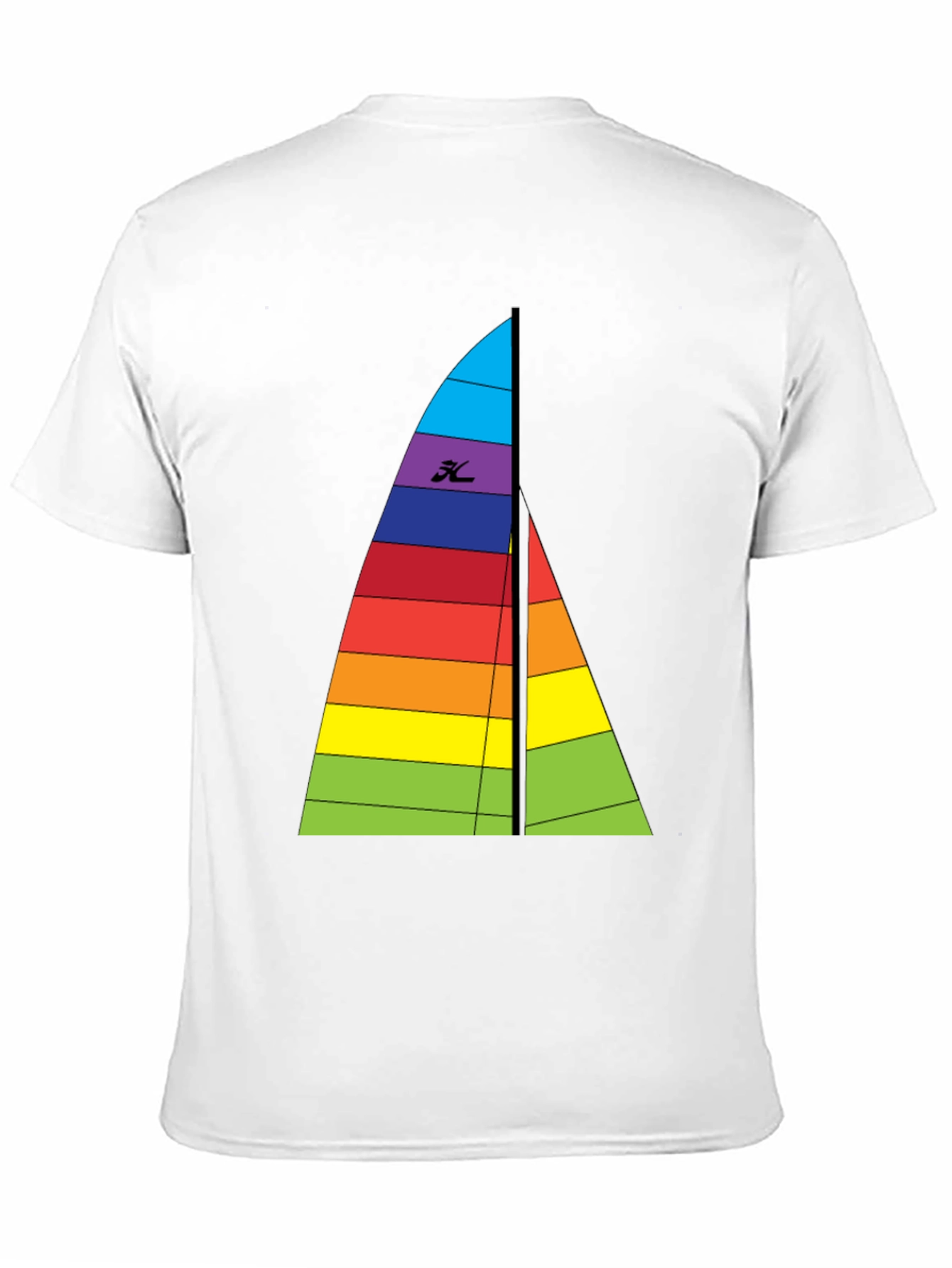Rainbow Sailboat Graphic Tee - Black Cotton T-Shirt