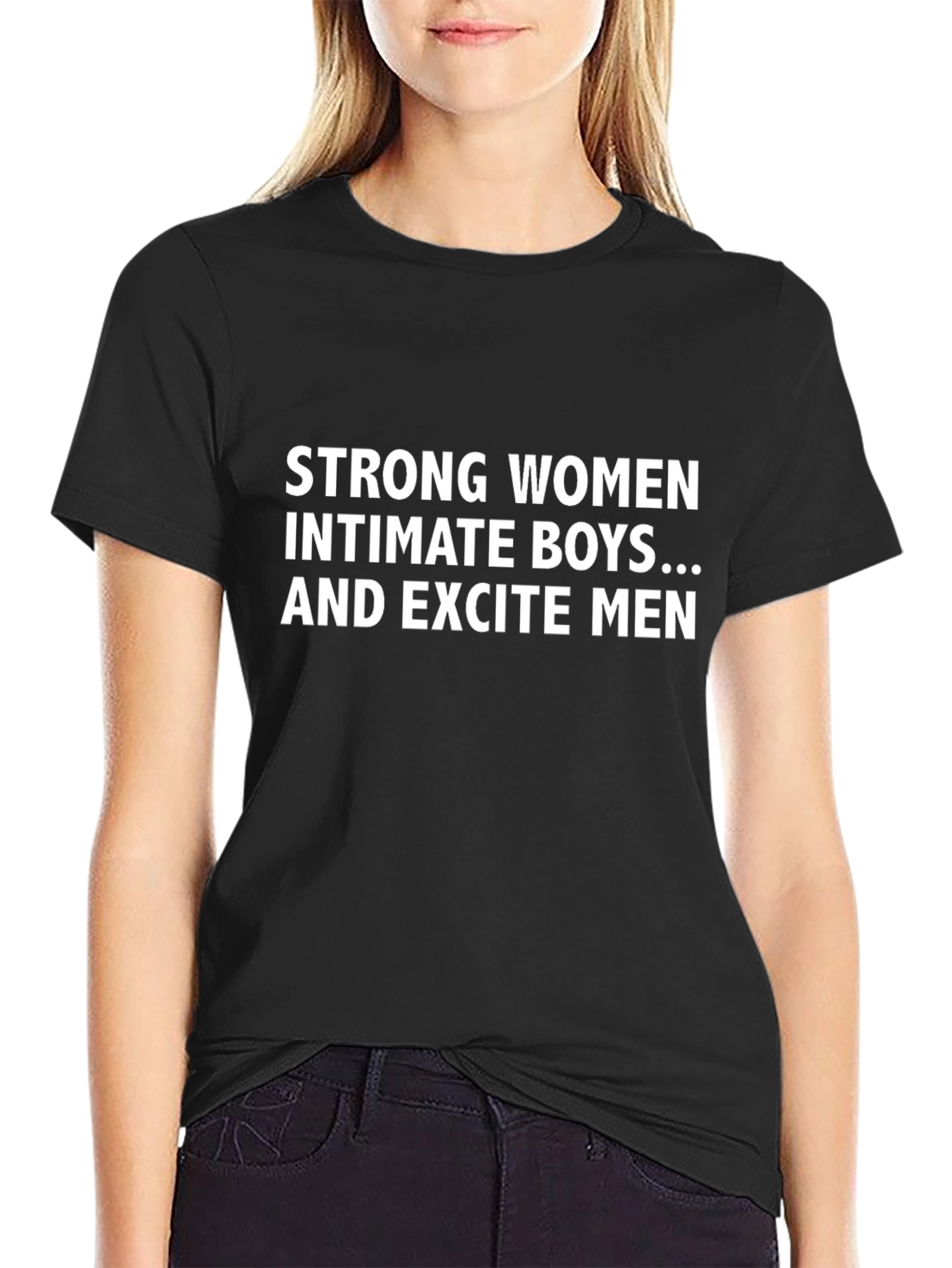 Strong Women Slogan Black T-Shirt