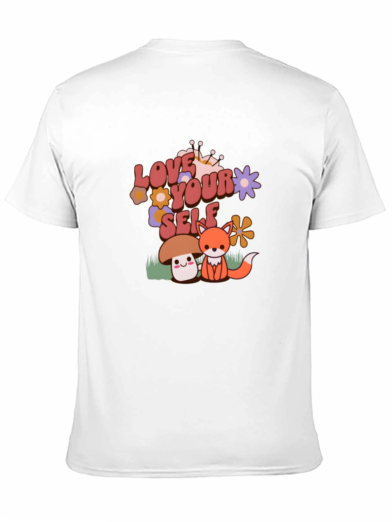 Love Yourself T-Shirt with Cute Mushroom and Fox Design