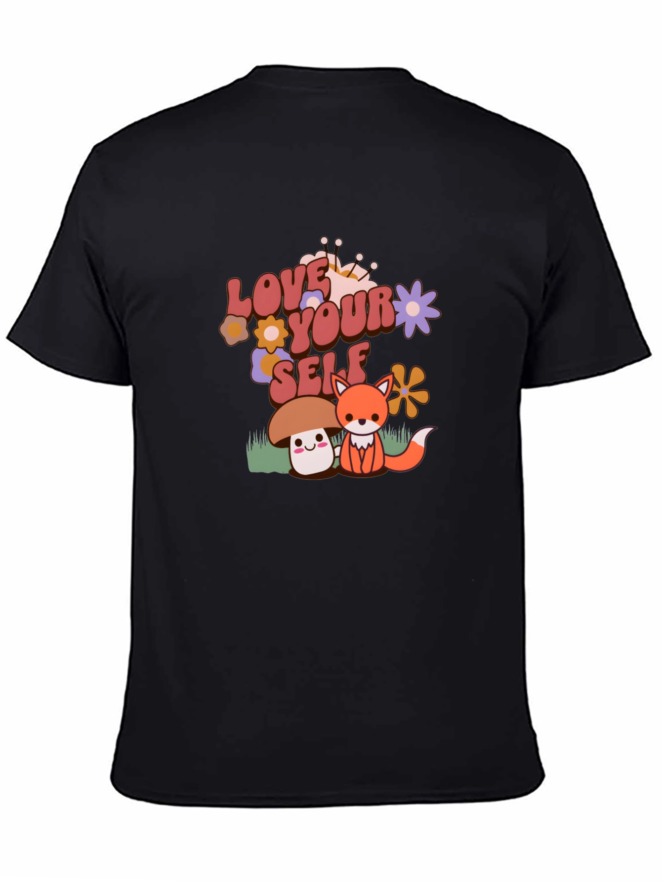 Love Yourself T-Shirt with Cute Mushroom and Fox Design