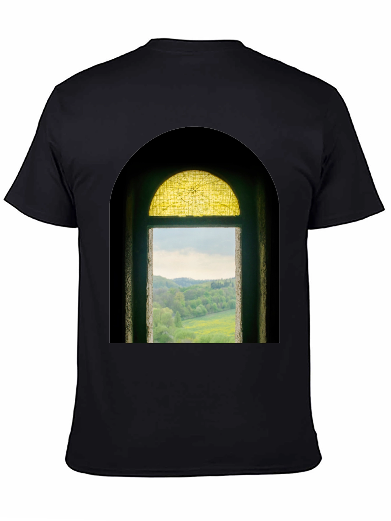 Window to Nature Graphic Tee - Black Cotton Shirt