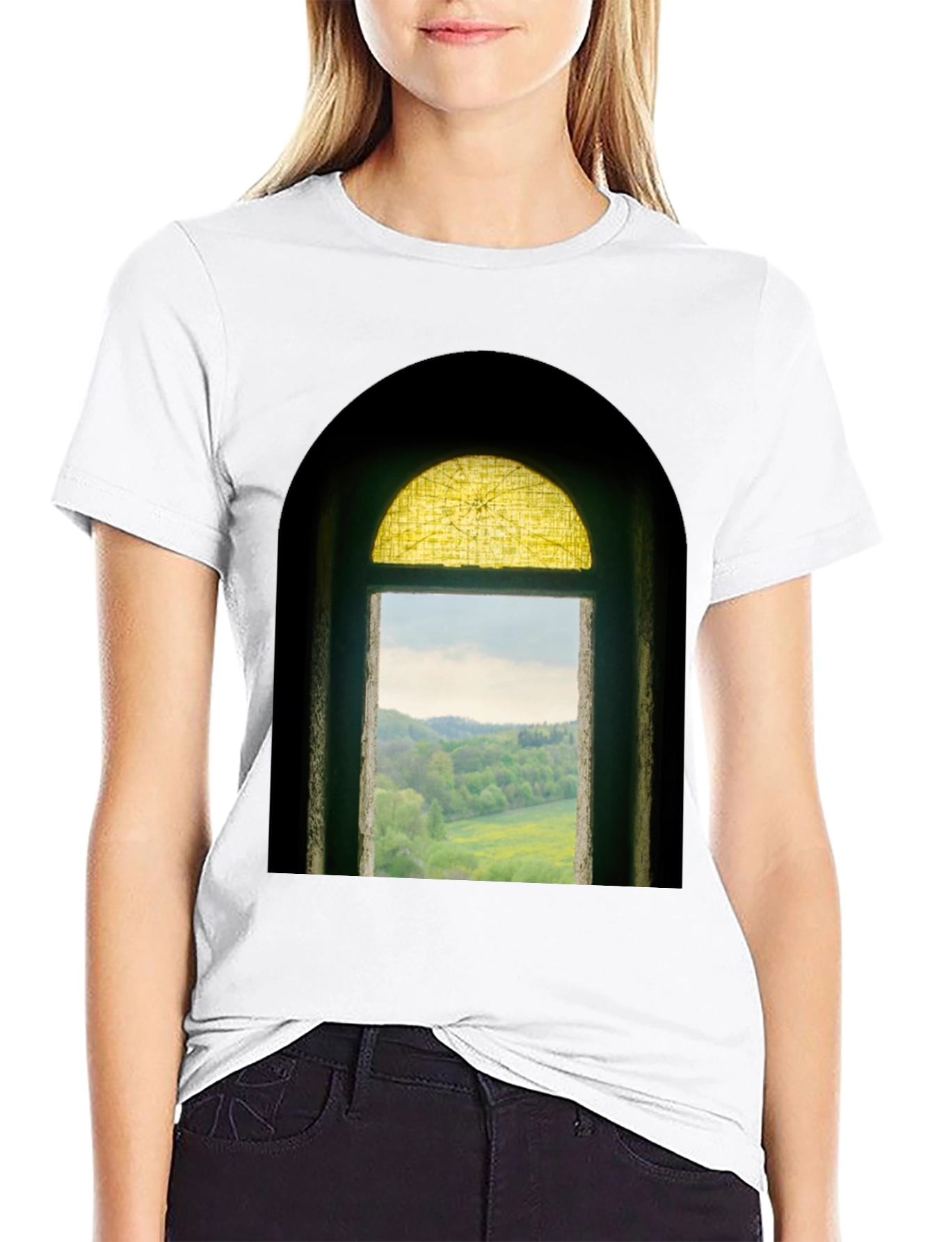 Window to Nature Graphic Tee - Black Cotton Shirt