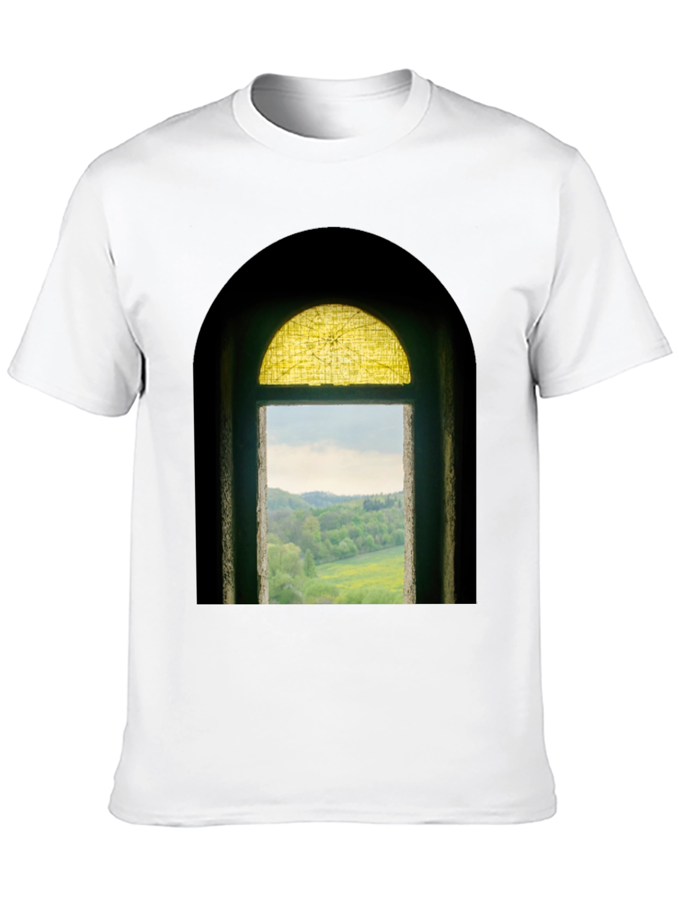 Window to Nature Graphic Tee - Black Cotton Shirt