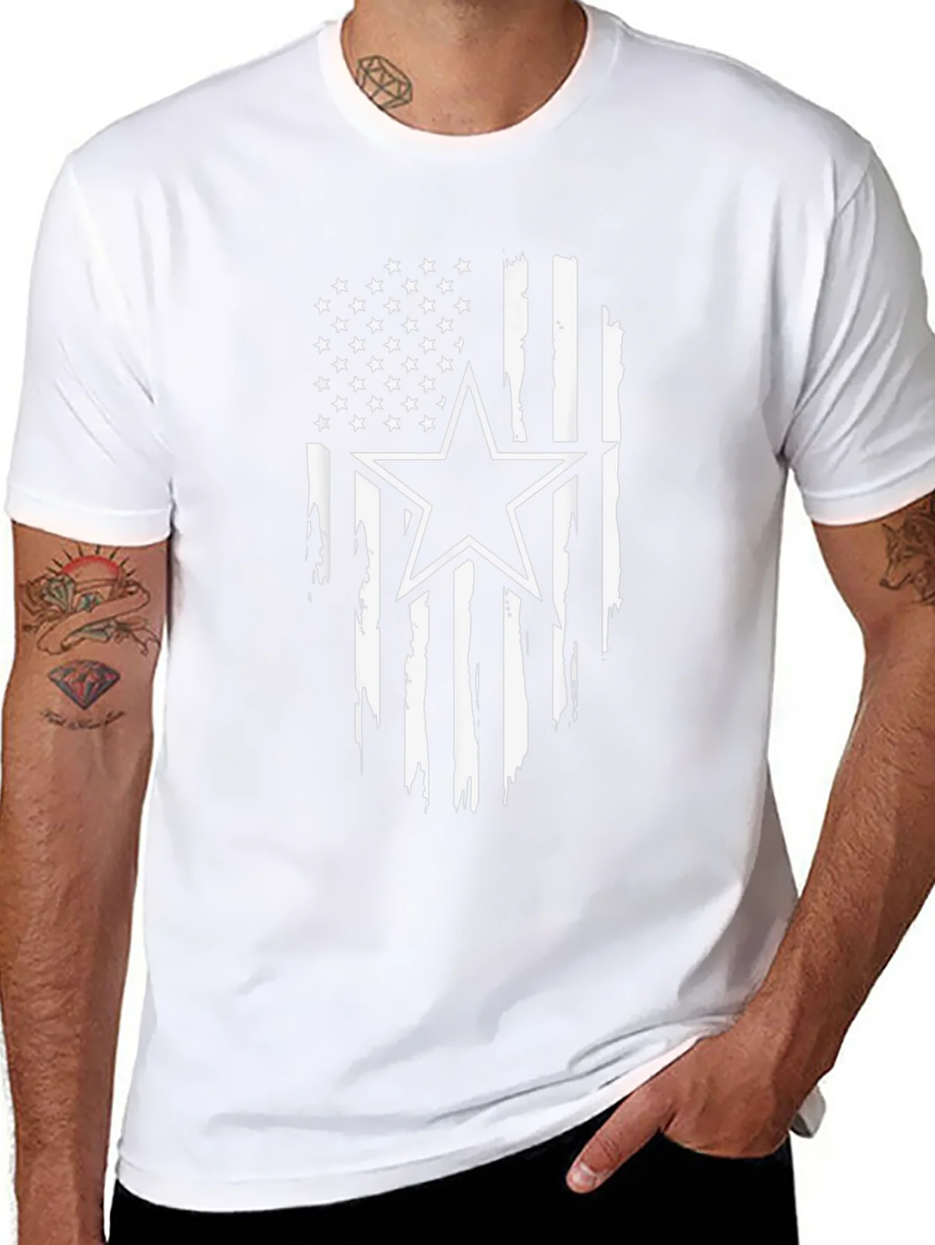 Distressed American Flag Star Graphic T-Shirt