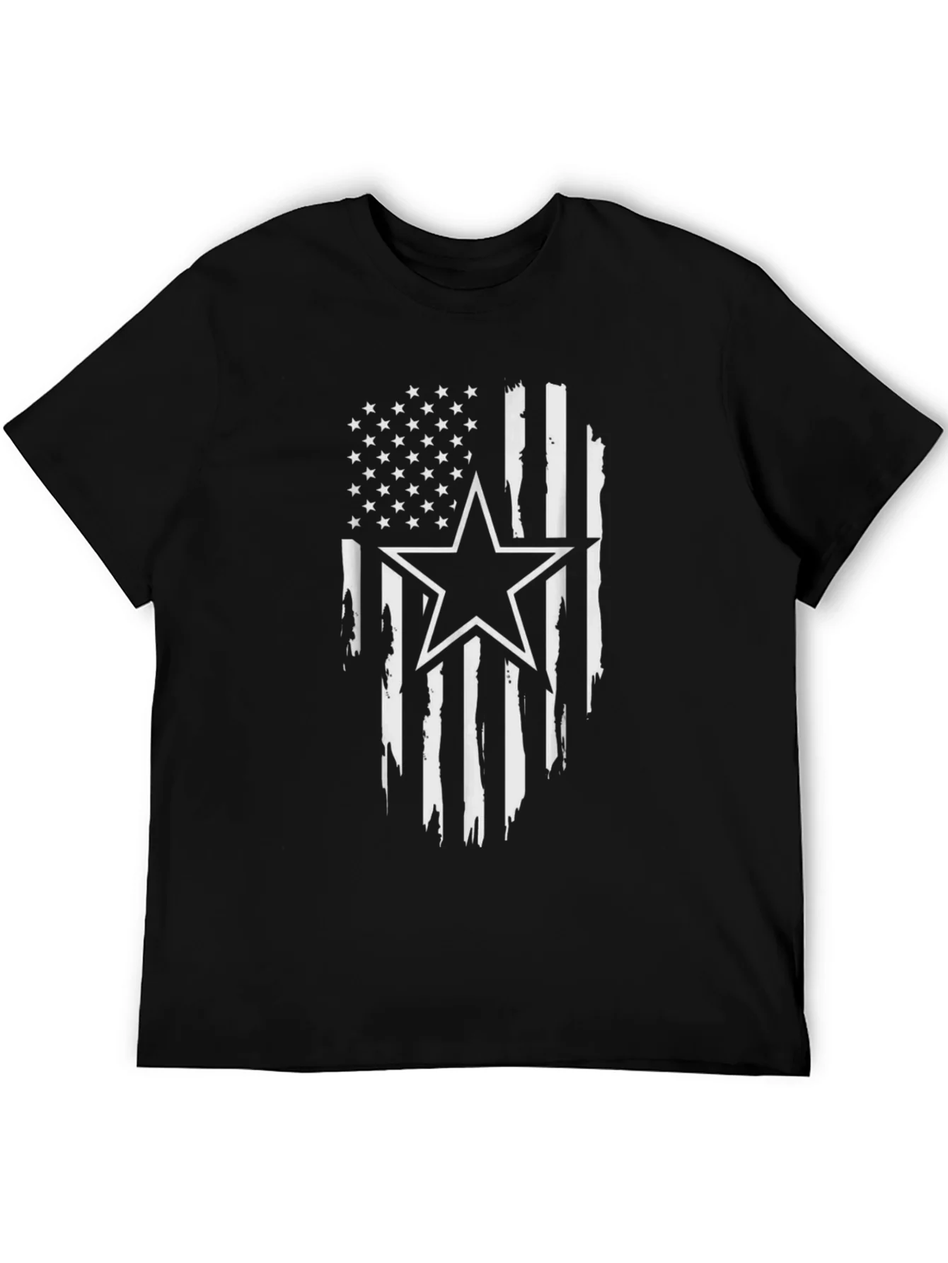 Distressed American Flag Star Graphic T-Shirt