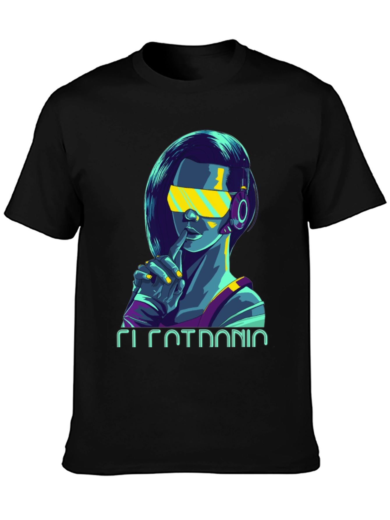 Cyberpunk Girl Graphic Tee - Stylish Black Cotton T-Shirt